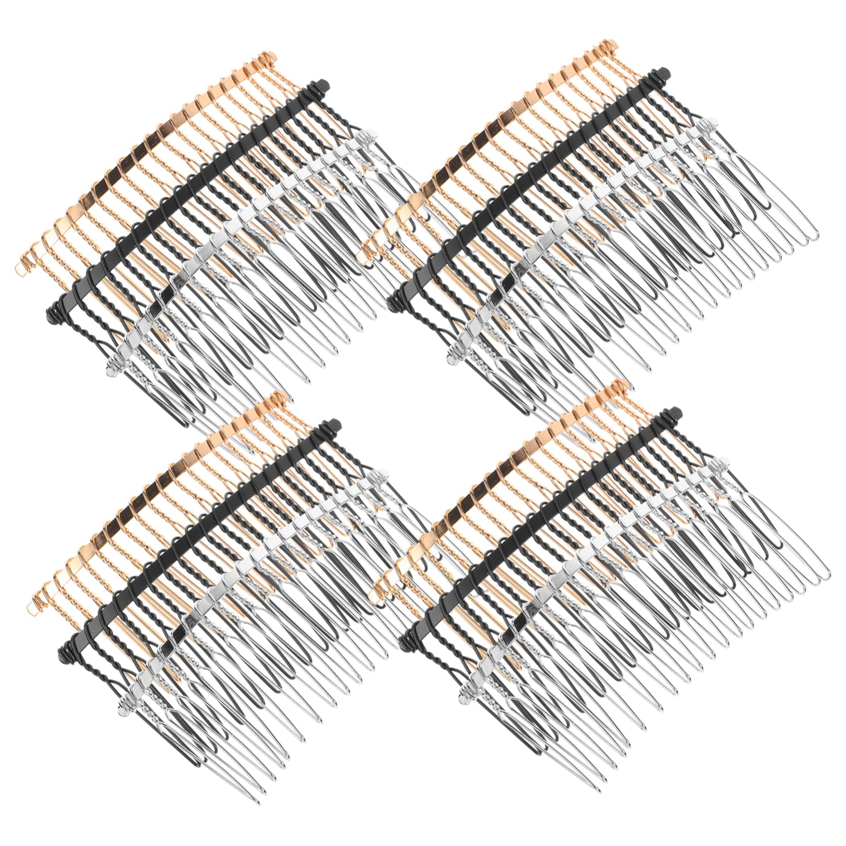 SHERCHPRY 12Pcs Teeth Metal Hair Combs for Women Decorative Bridal Hair Clips Golden White K and Black Elegant DIY Accessories for Parties and Weddings