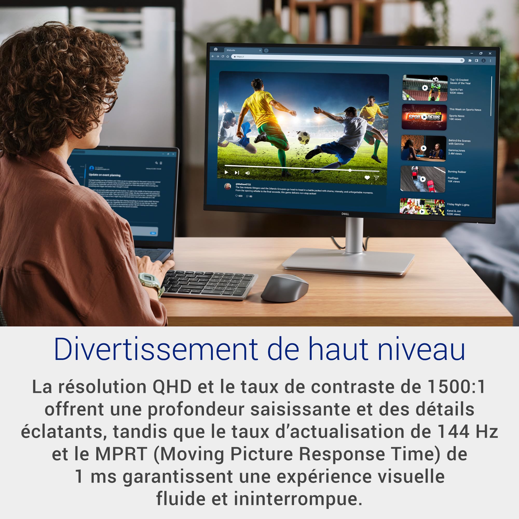 Dell 27 Plus Écran PC S2725DSM QHD 2560x1440 144Hz IPS 1ms MPRT AMD FreeSync 99% sRGB Blanc