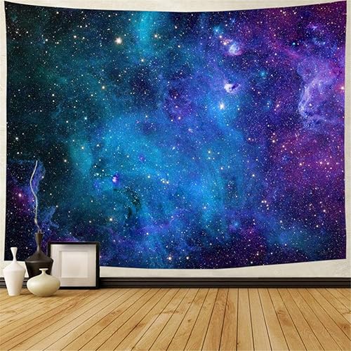 Lahasbja Tapiz de cielo estrellado azul galaxia, XL70.8 x 92.5 pulgadas, arte de pared para sala de estar, dormitorio