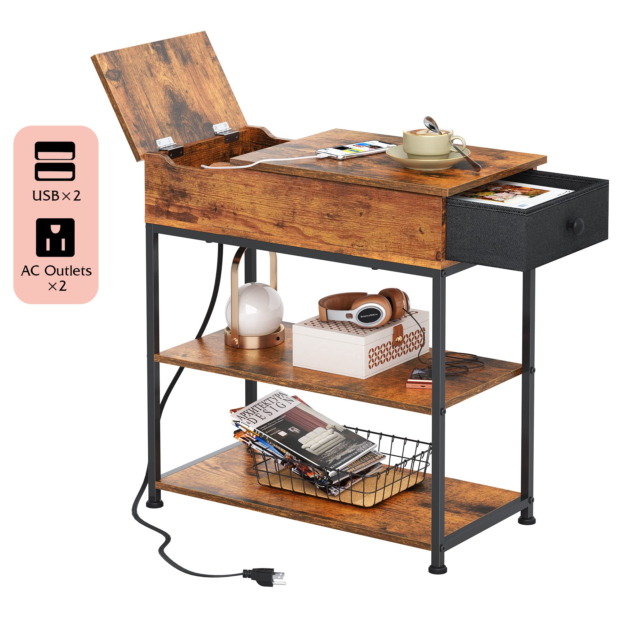 Wlive Flip Top Side Table