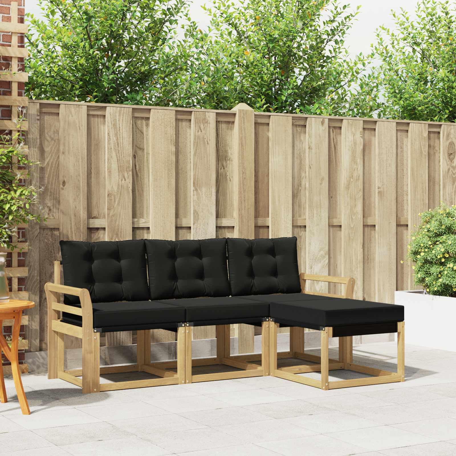 Canapé d'extérieur en bois d'acacia salon de jardin résistant aux intempéries