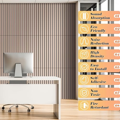 Miniatura 3 de Paquete de 6 paneles acústicos grandes a prueba de sonido, 16 x 12 x 0.4 pulgadas, paneles acústicos autoadhesivos insonorizados, tratamiento