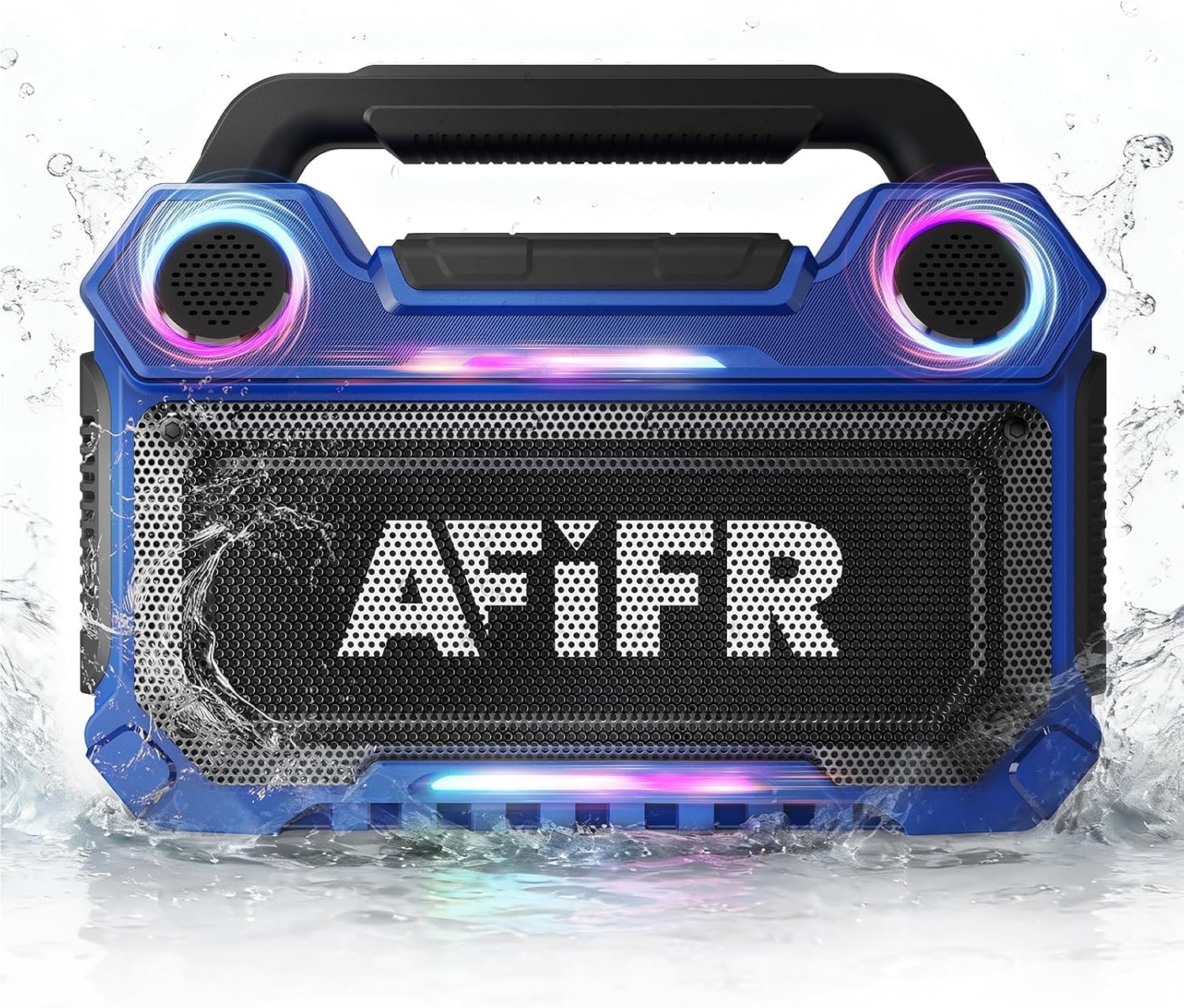 Outdoor Bluetooth Speaker, 160W Loud Bass! Rugged, IP67 Waterproof, 24H Playtime with Lights, Wireless TWS Pairing Portable Speakers for Party, Outsides, Travel, Beach, Garage(Tide Blue)