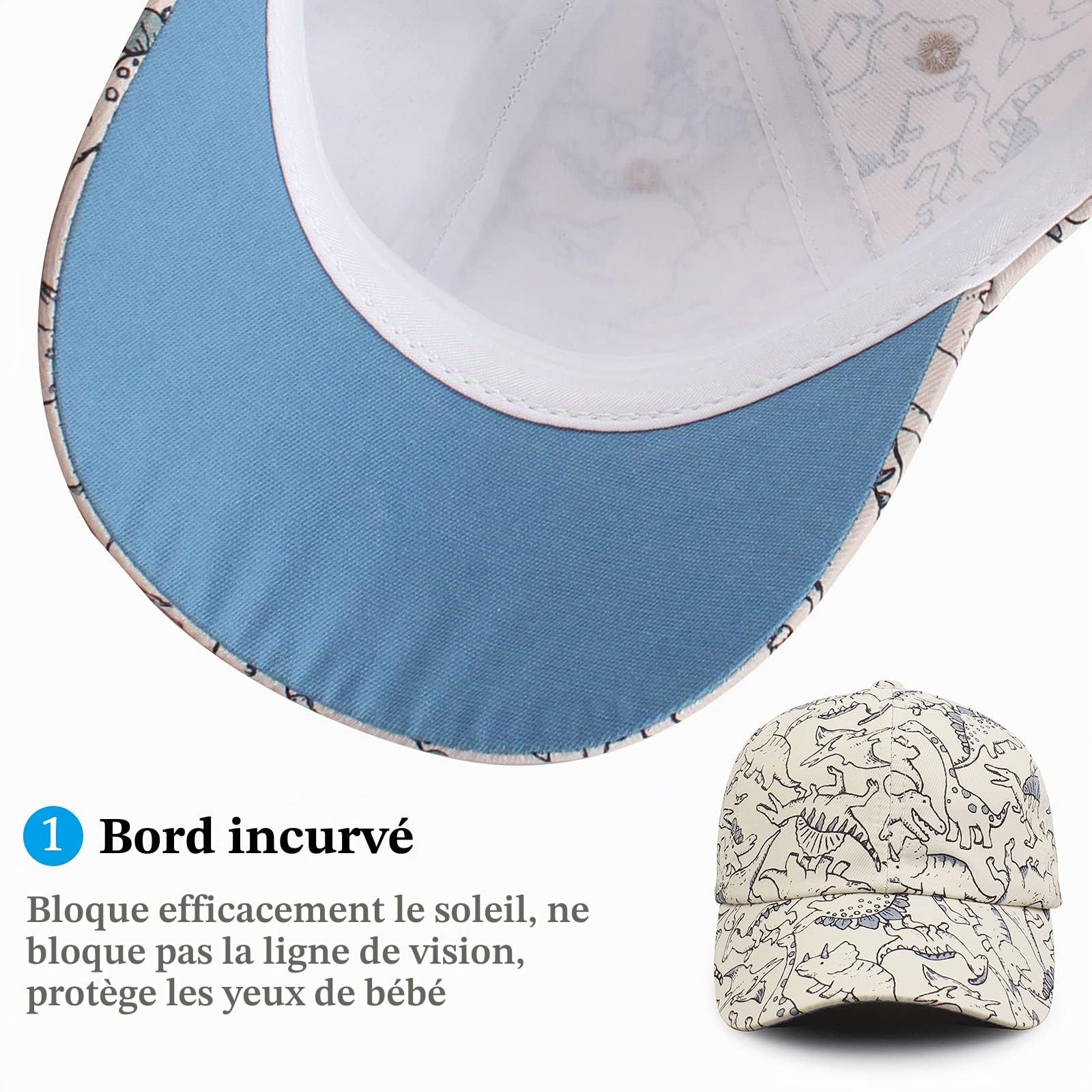 XIAOHAWANG Chapeau De Soleil pour Enfant Dinosaur Casquette De Baseball Été Réglable Garçon Fille