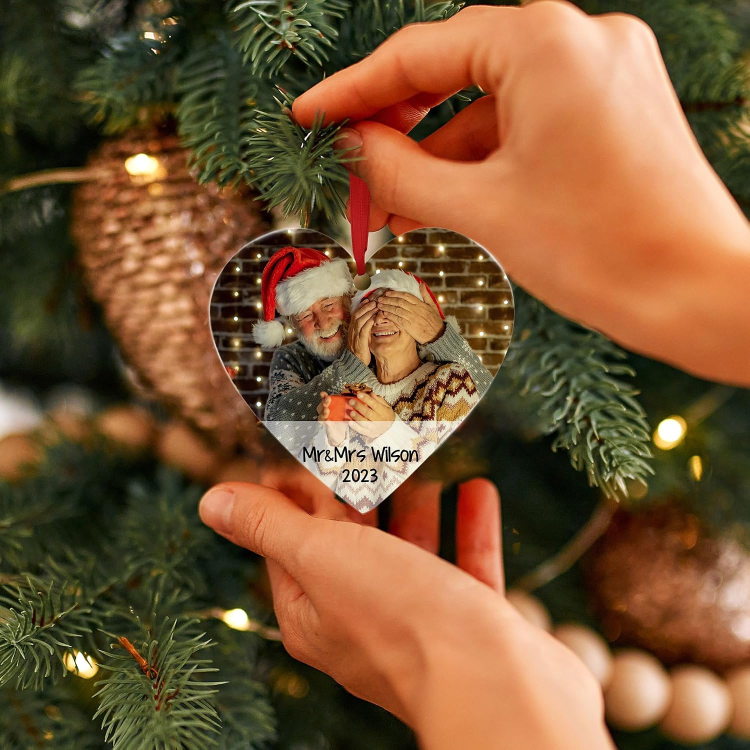 Personalized Christmas Acrylic Ornament Custom Photo Text Christmas Tree Decorations Customized Hanging Ornament Gift for Christmas Birthday 2024