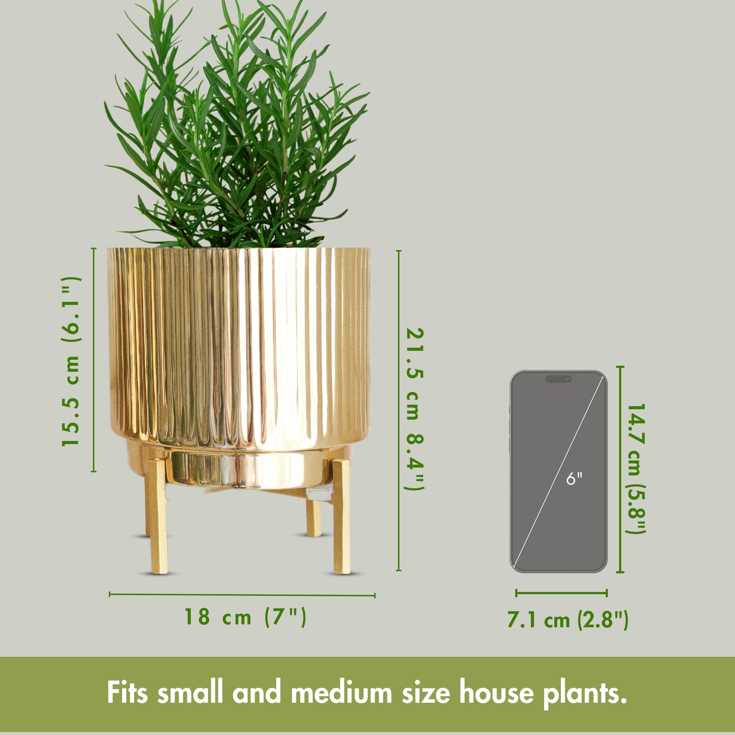 Gold Fluted Planter with Stand - Elegant Home Decor -6