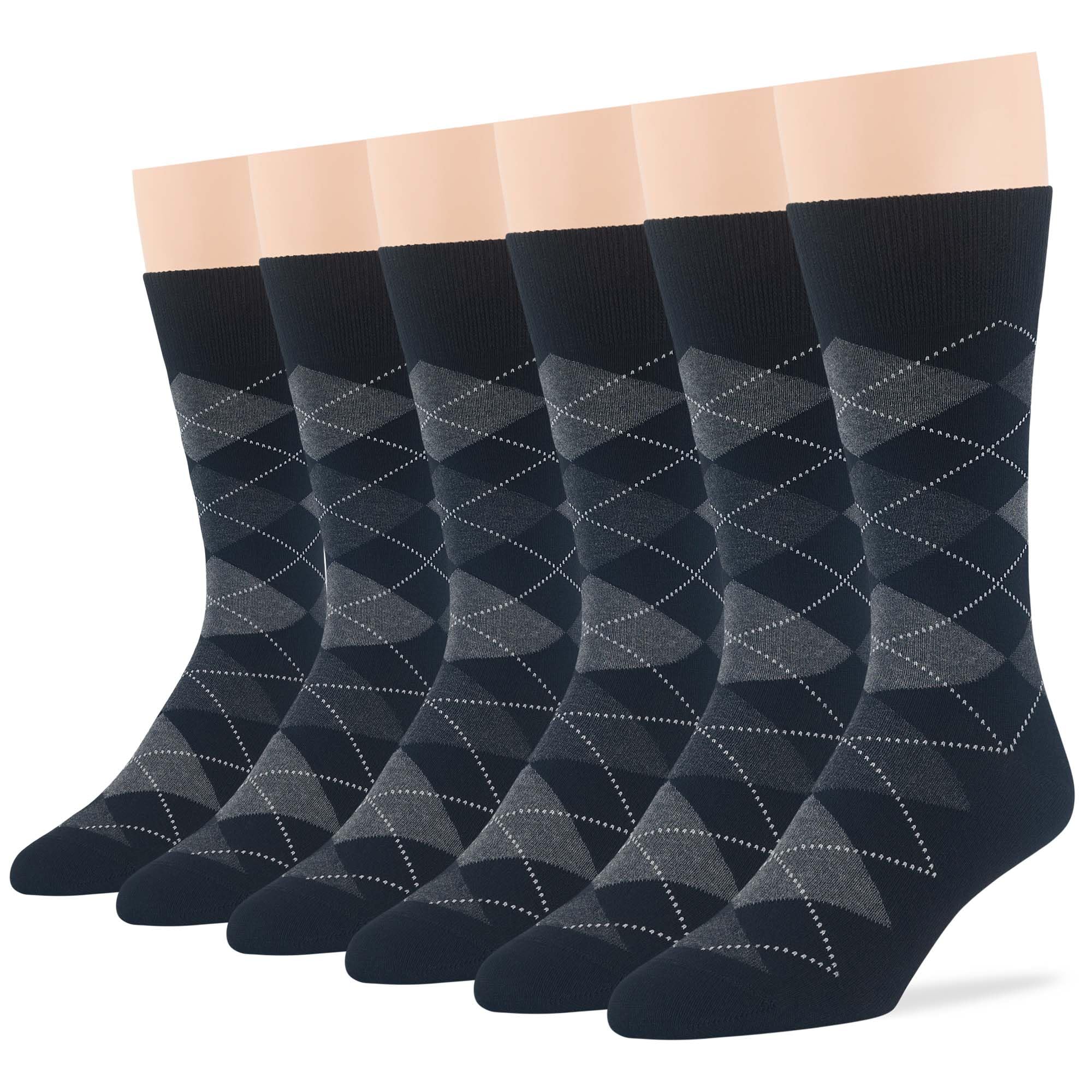 7BigStars Calcetines de vestir para hombre de algodón, 6 paquetes, XL-L-Big, marrón claro, beige, azul marino, negro, gris, marrón, caqui, surtido
