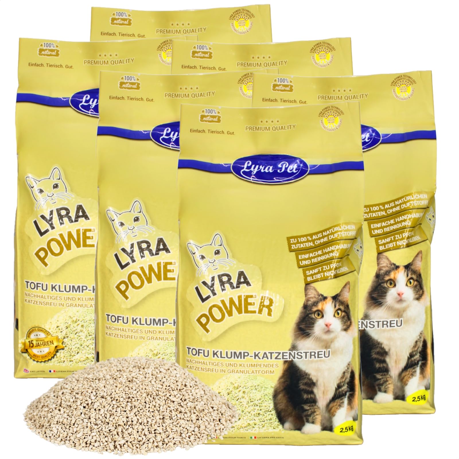 Lyra Pet® 15 kg litière pour Chats Tofu agglomérante, sans poussière