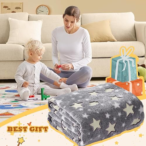 Miniatura 6 de Touchat Manta que brilla en la oscuridad para niñas y niños, regalos únicos para niños y niñas en Halloween, Navidad, cumpleaños, manta de franela