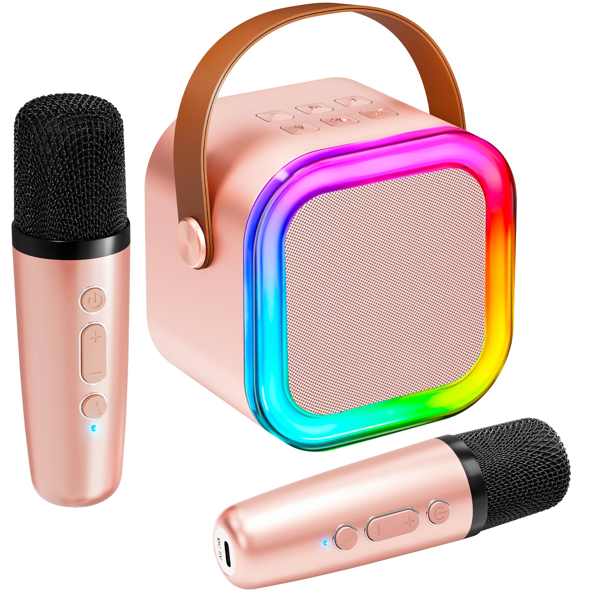 Mini Karaoke Machine for Kids, Christmas Birthday Gifts for Girls Boys Toy 4, 5, 6, 7, 8, 9, 10, 12+, Portable Bluetooth Speaker with 2 Wireless Mics, Karafun Premium Songs for All Ages(Rose Gold) (B0D3PTDKN4) Amazon Price History, Amazon Price Tracker