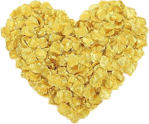 VOVCIG Pétalos de rosa 1000 pétalos de rosa artificiales pétalos de rosa dorados pétalos de rosa artificiales de seda para bodas propuestas