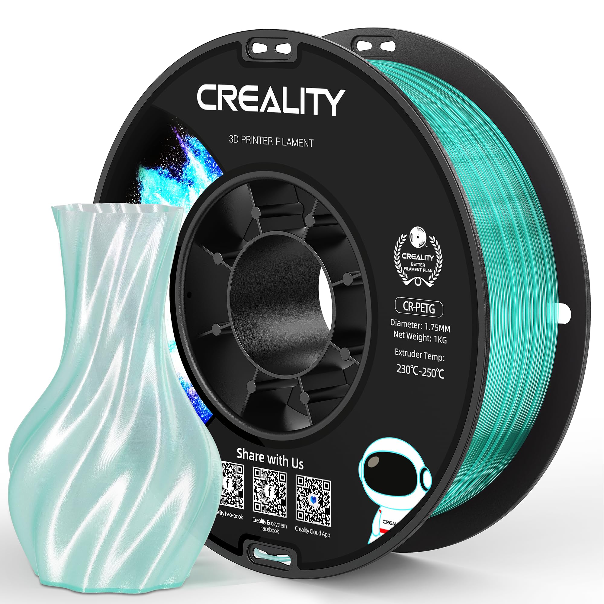 Official CREALITY PETG 3D Printer Filament 1.75mm 1KG ClearCyan