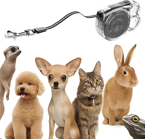 Miniatura 6 de Correa retráctil para perro de 10 pies sin enredos con freno manual y carcasa transparente, para perros pequeños, ligera y fácil de usar para niños