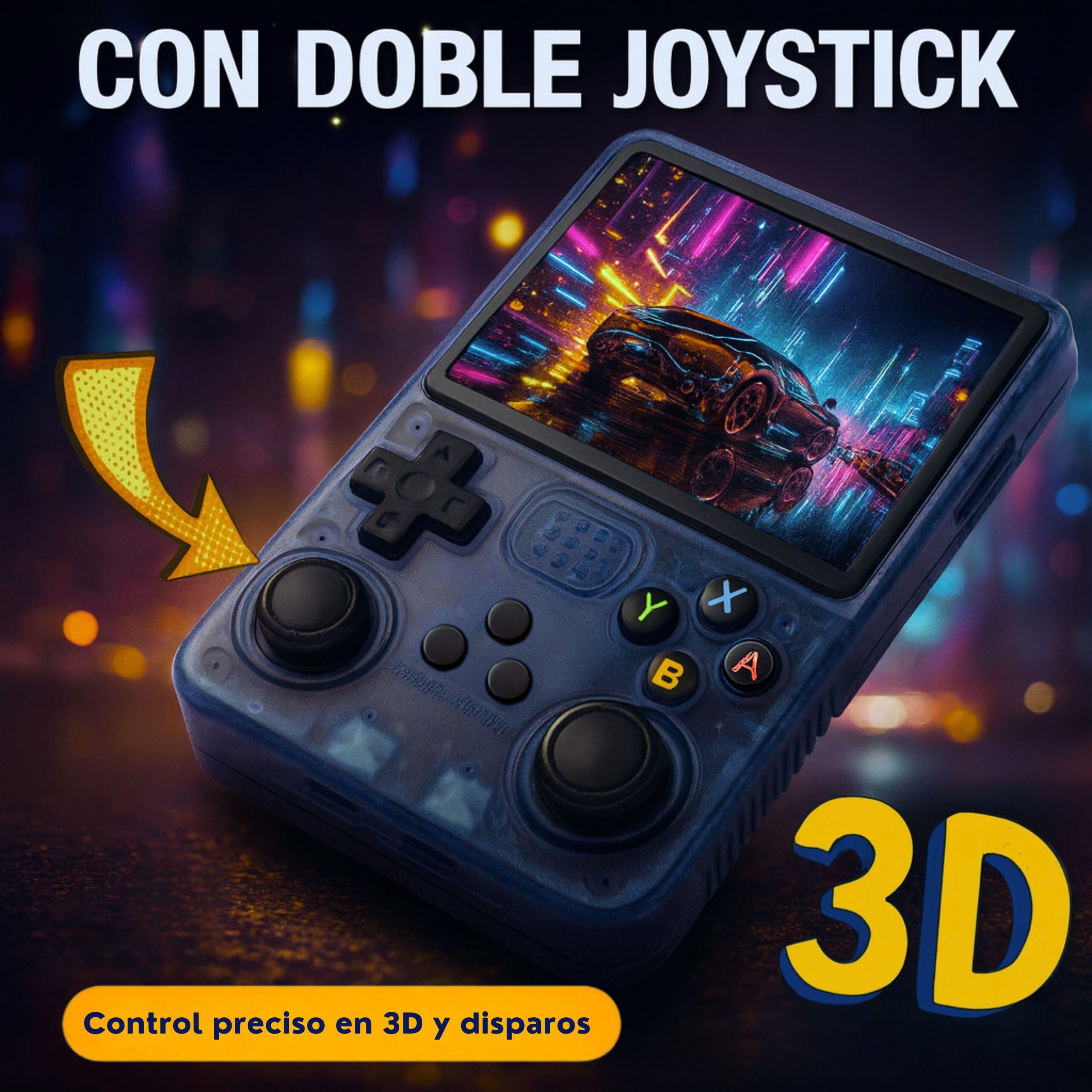 Consola Retro Portatil con 20.000 Juegos - Versión 2025- Mini Consola Arcade - Juegos de PS1, PSP, N64, NDS, SuperN, GameB, GBA, NeoG, etc. - Pantall HD 3.5' 640 * 480 - Rechace Imitaciones (Azul) — view 4