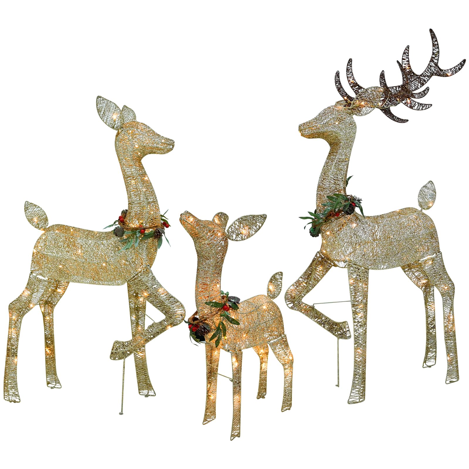 Weihnachten Hirsch Deko Set Echt 3D Weihnachten Rentier Haus mit LED Warmlicht 175 Festliche Atmosphäre Dekoration