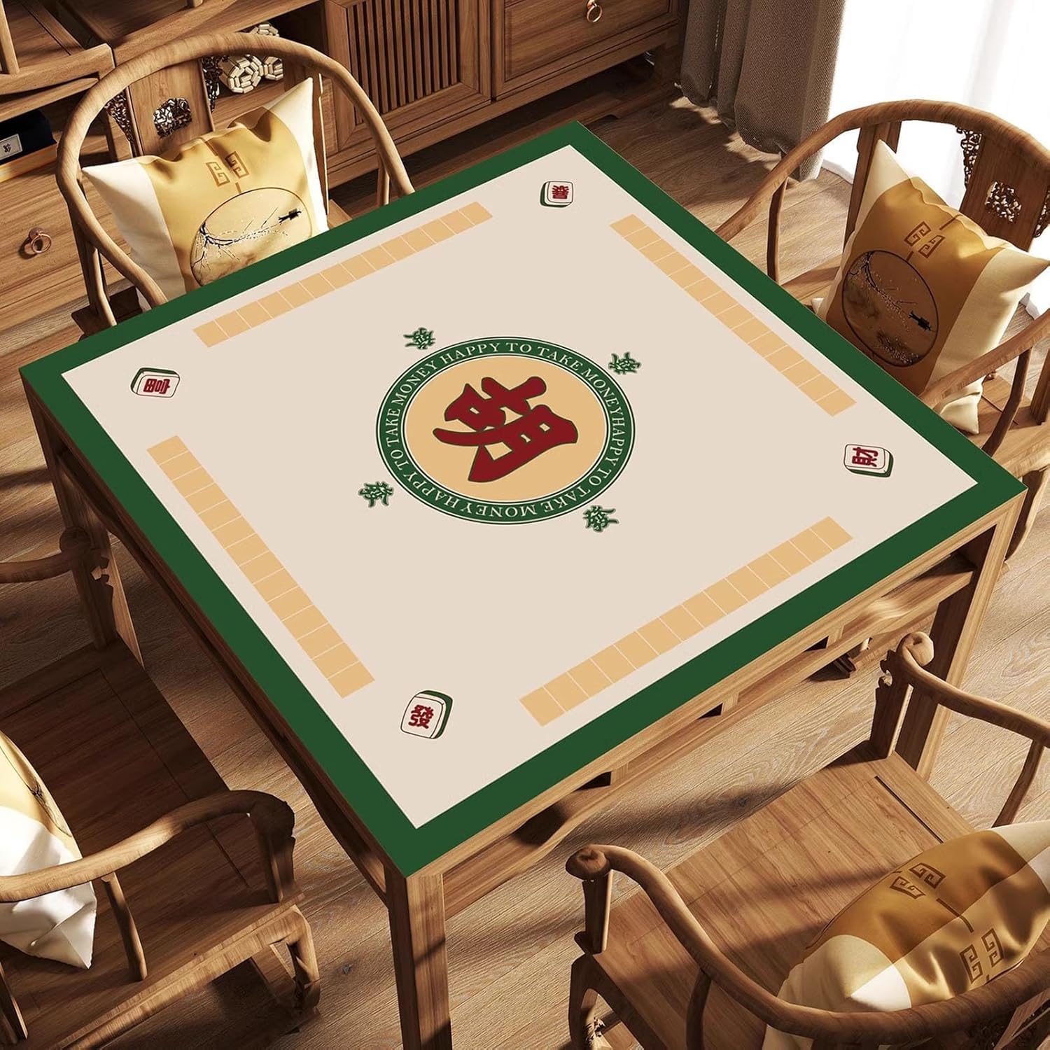 Składana mata do mahjonga, Mata Mahjong do gier karcianych i planszowych pokera, wielokolorowa, wiele rozmiarów(Grün,33.5x33.5in/85x85cm)