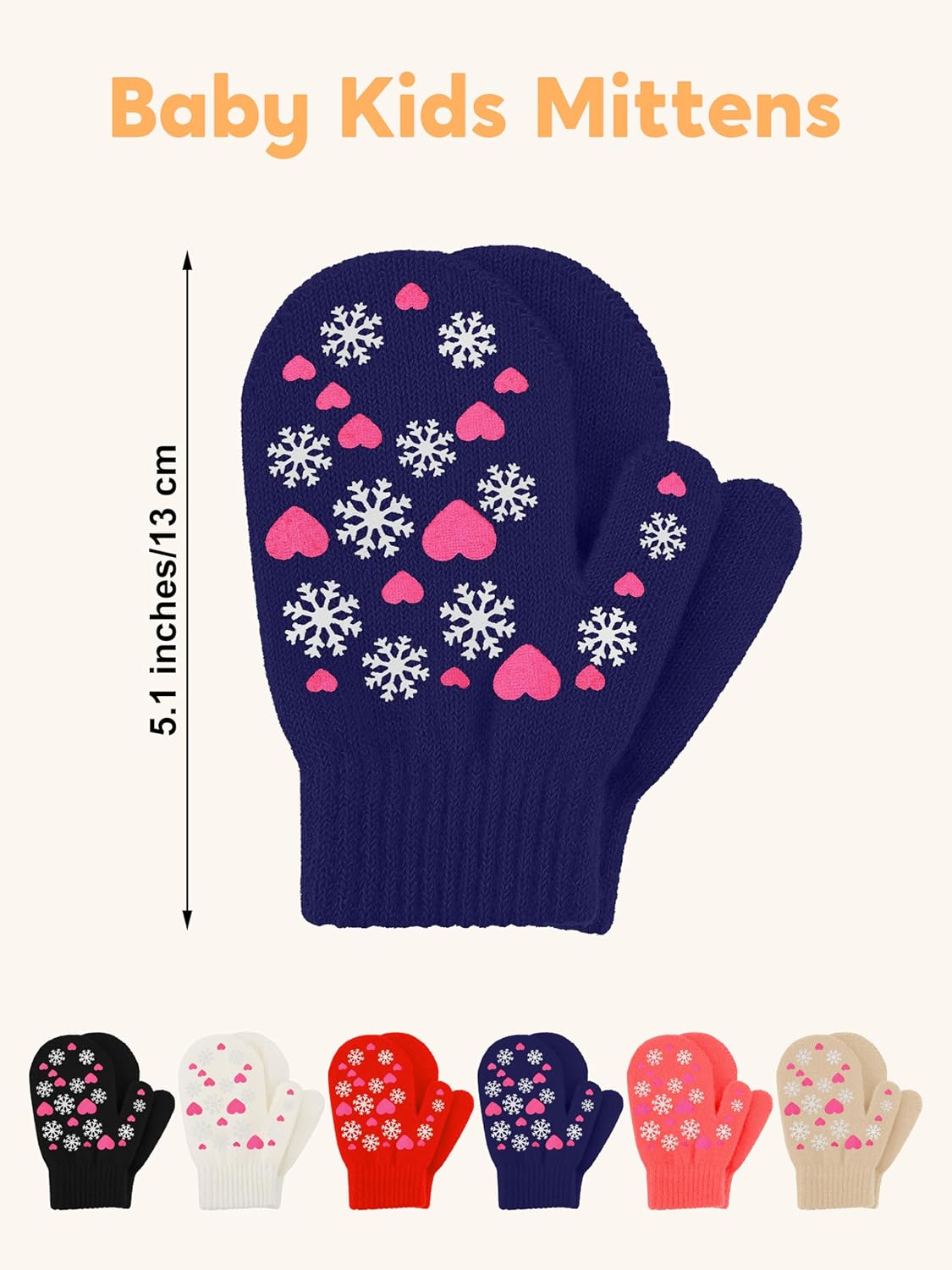 Cooraby 6 Pairs Toddler Magic Stretch Mittens Winter Unisex Baby Knitted Gloves Mittens - Image 2
