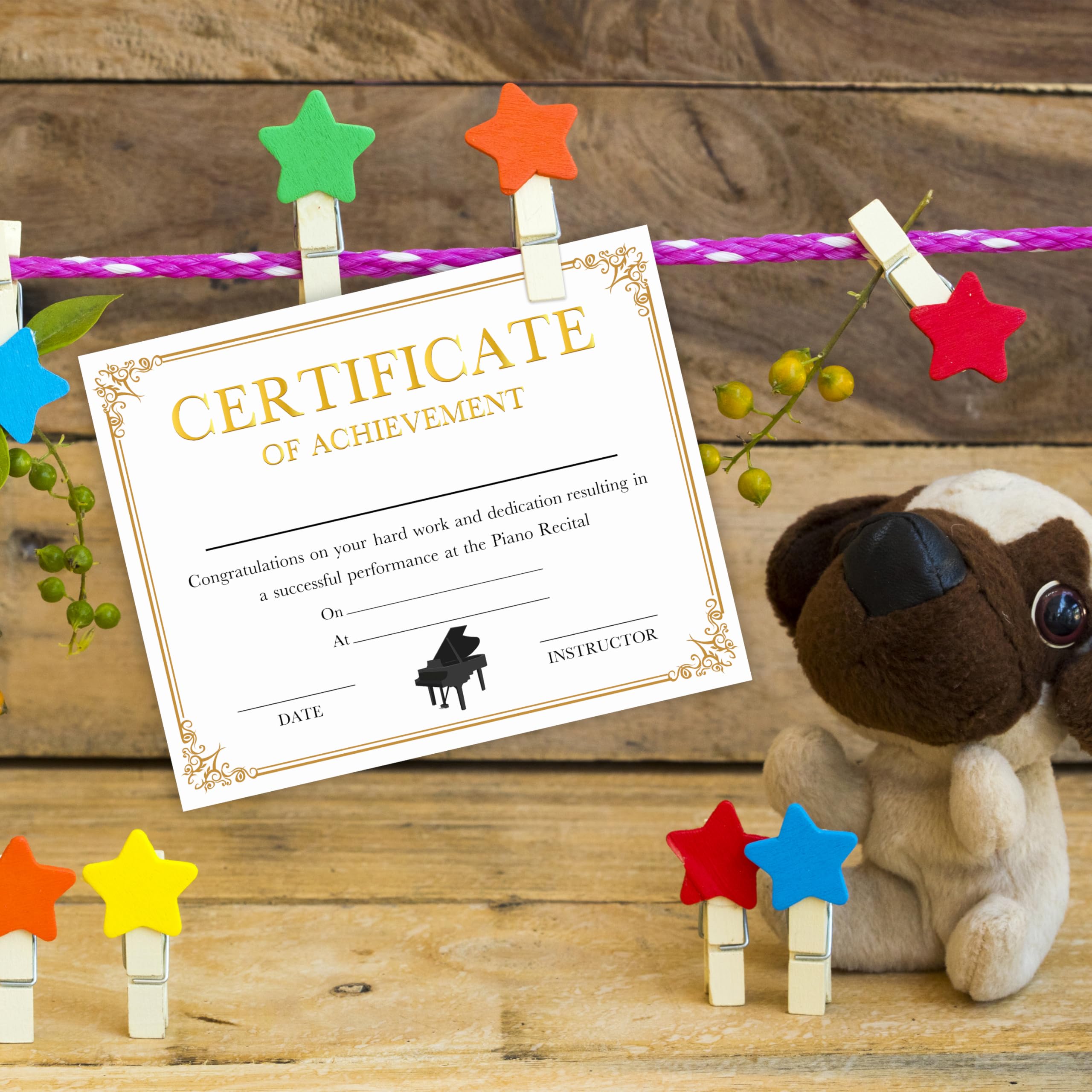 Certificados de premio de logros musicales, certificados de recital de piano para estudiantes, premios de reconocimiento de lecciones de música, suministros de aula para profesores, regalos de aliento