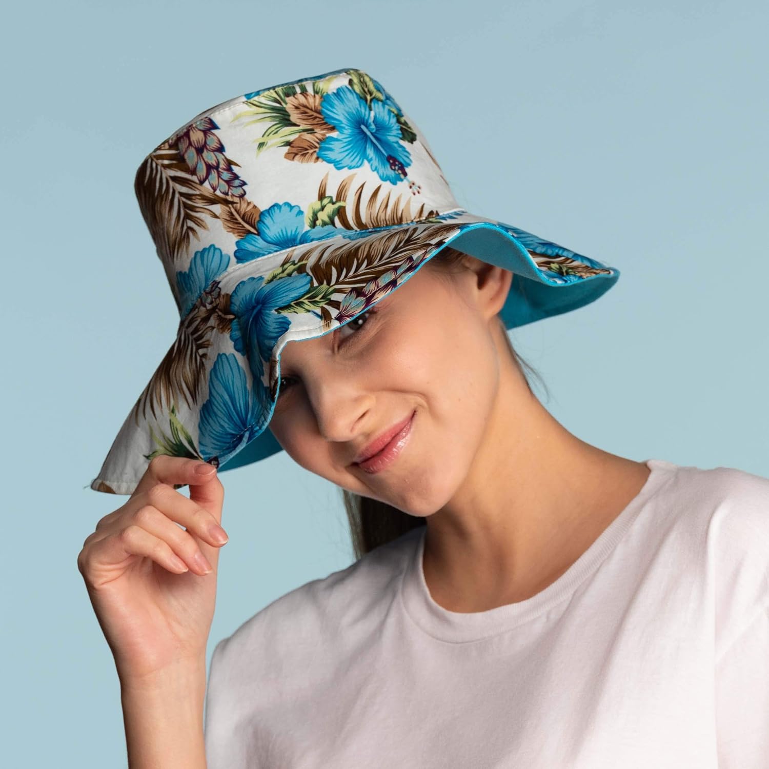 C.C Hatsandscarf Exclusives Ponytail Reversible Printed Bucket Sun Hat UV Protection Packable Beach Hat (ST-2224)