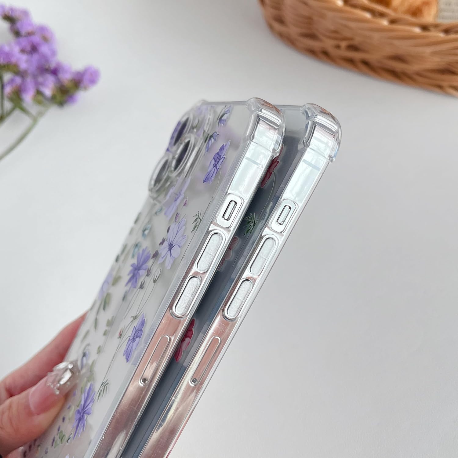 DEFBSC Compatible with iPhone 16 Pro Max Case, Clear Floral Flower Pattern Print Design for Girls Women Flexible Shockproof Soft TPU Bumper Protective Phone Case - Pink Cosmos 7 81TpF0dcgGL. AC SL1500