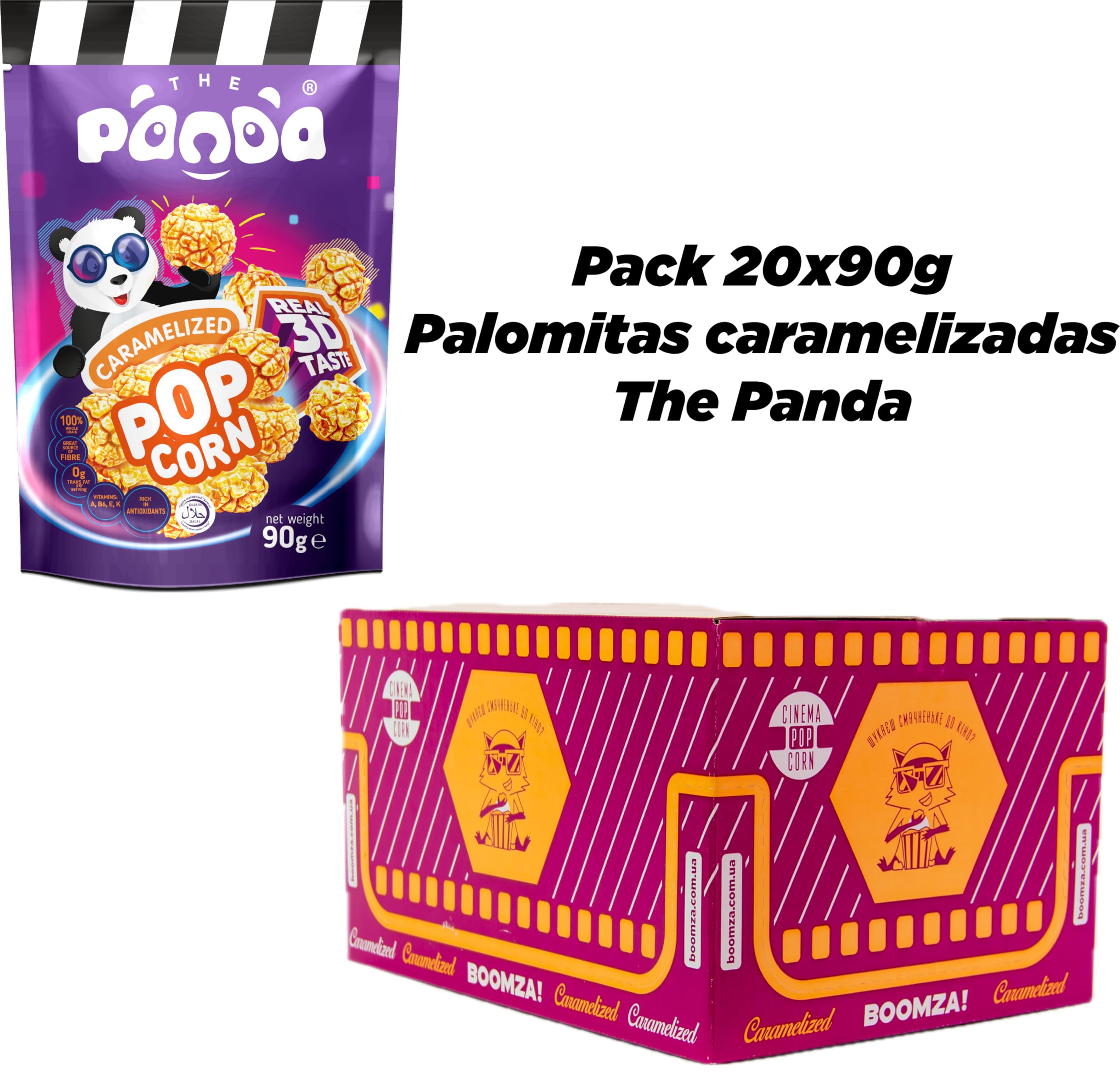 Pack 20x90 g Palomitas PANDA – popcorn dulce con sabor único, en formato doy pack divertido, ideal para niños y fiestas