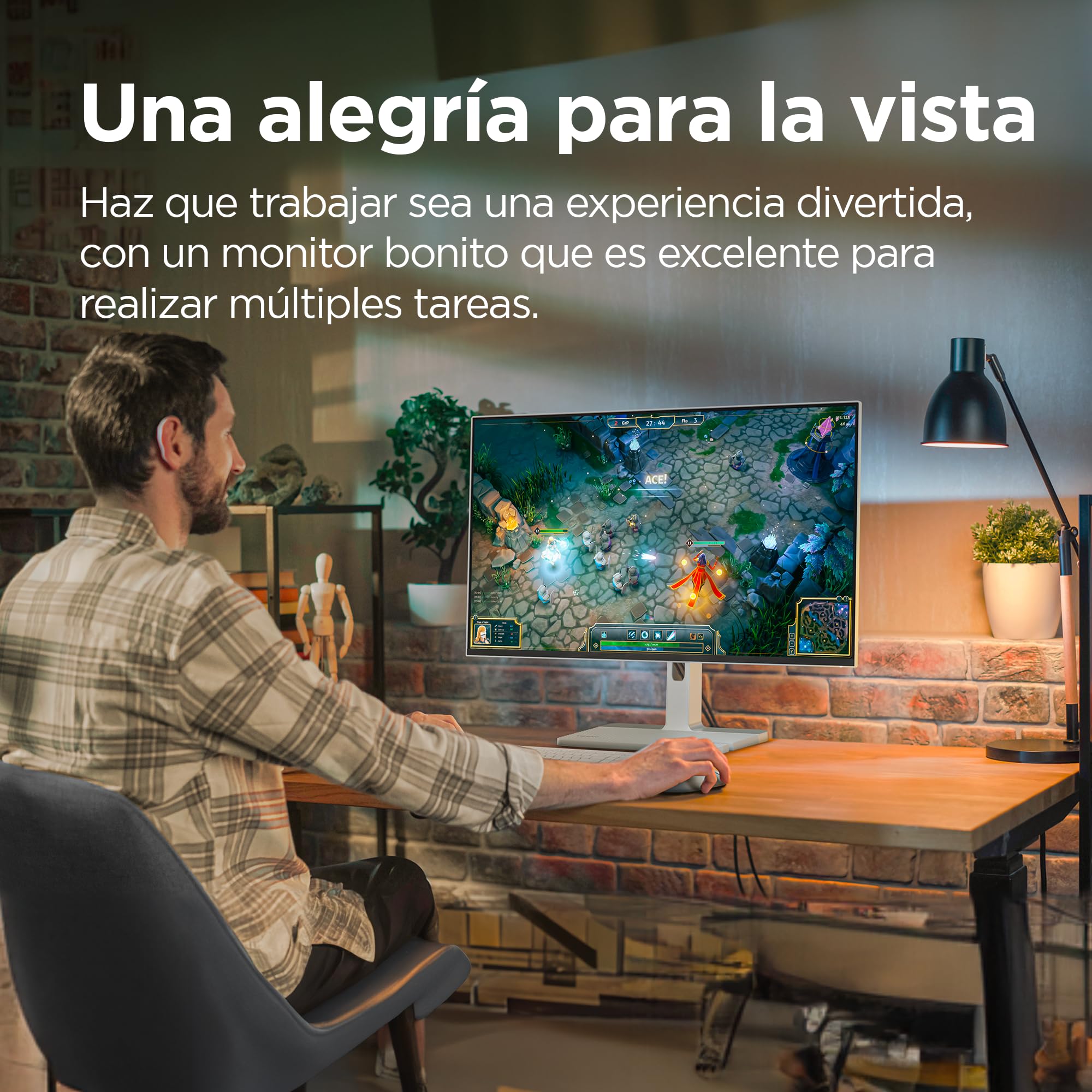 Lenovo L27h-4A - Monitor QHD 27" (IPS, 4 Lados Ultrafinos, HDMI - DP - USB-C, 16:9, Tasa de Refresco 100 Hz, Tiempo Respuesta 1ms, Montaje VESA 100 mm, Ajuste Inclinación/Altura/Pivote/Giro) - Gris
