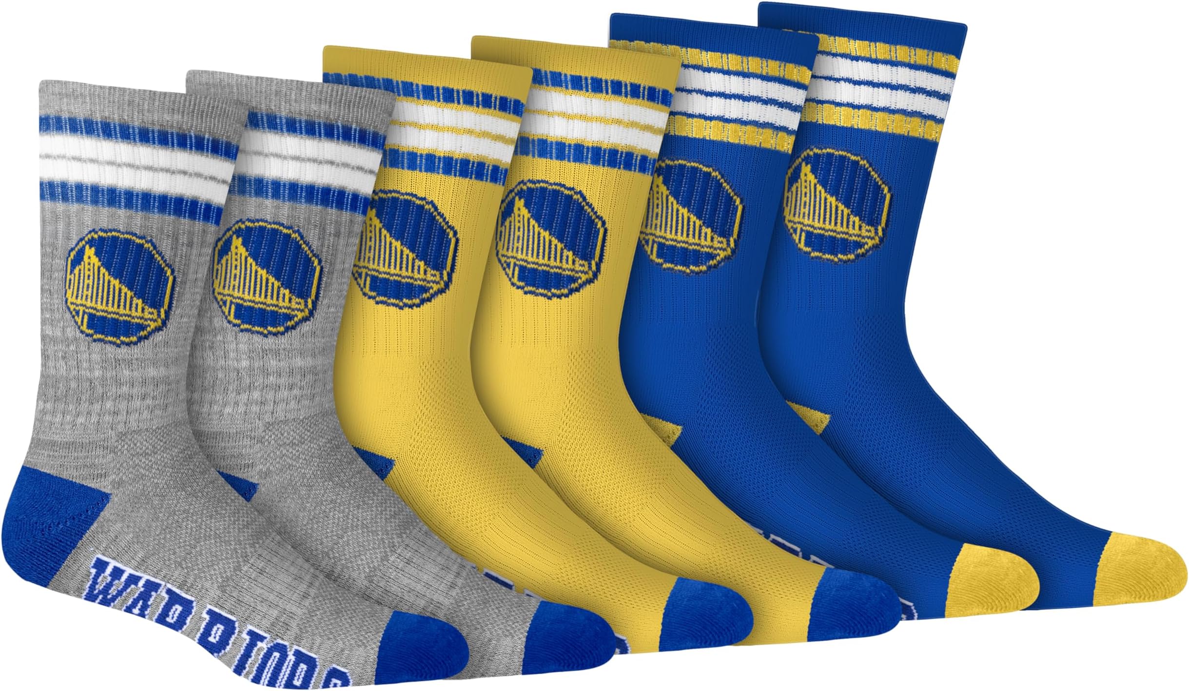 Men's NBA Official Athletic Cushioned Secure Fit Team Crew Socks-3 Pack