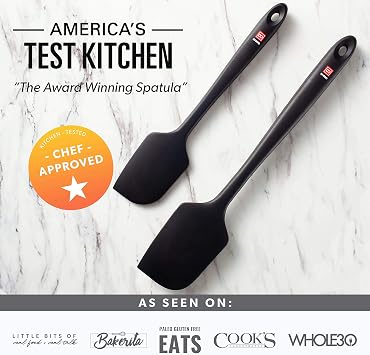 DI ORO Seamless Series 7-Piece Silicone Utensil Kitchen Set - 600F Heat-Resistant Rubber Cooking and Baking Tools - Food Grade, BPA Free, and LFGB Certified Silicone - 5 Spatulas and 2 Spoons (Black)