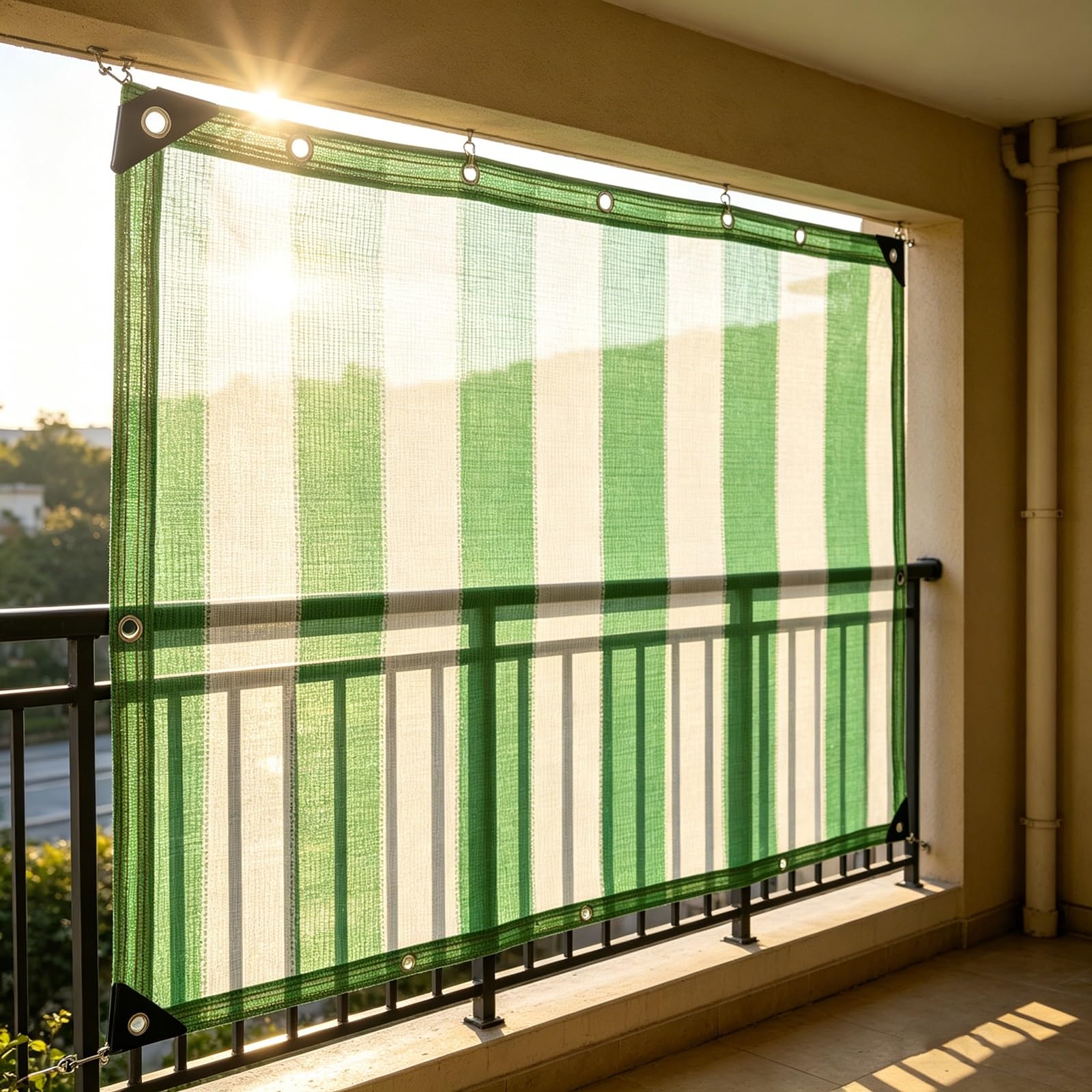 Filet de séparation balcon brise-vue terrasse et toile d'ombrage 4x4m