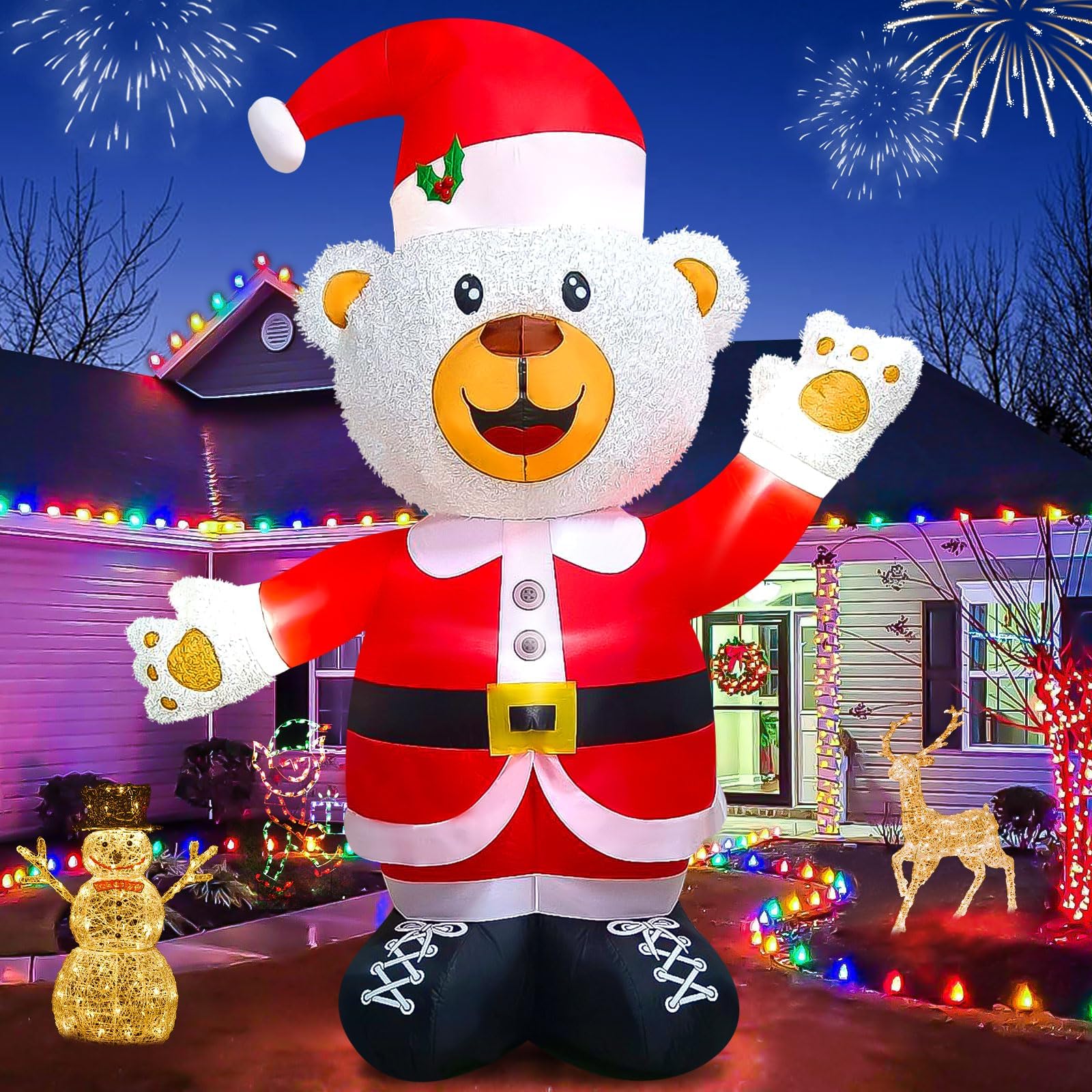8 Feet Christmas Inflatables Bear