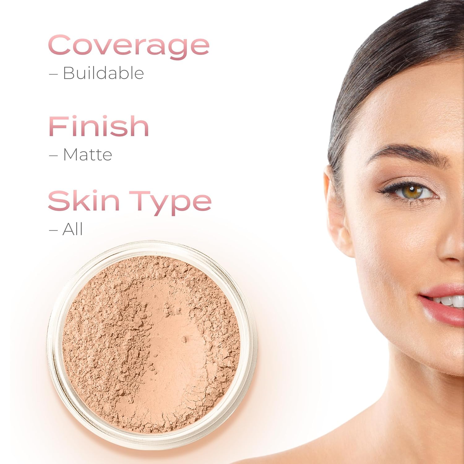 MEDIUM RICE SETTING BULK POWDER (1oz Refill Pouch) Loose Mineral Makeup Use alone or add to Foundation to create an even more Matte Finish Absorbs Oil Leaves Face Smooth Makeup Lasts Longer