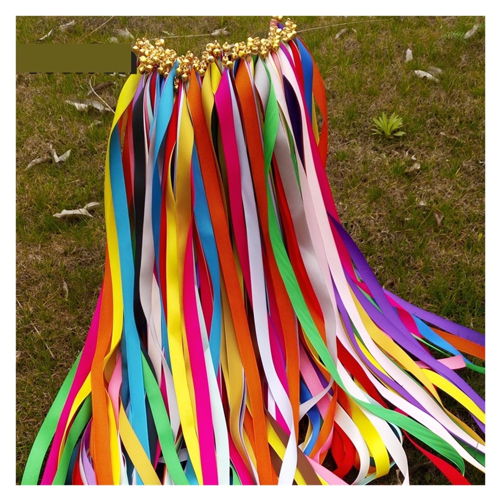Walciki ślubne z wstążkami, Różdżki ślubne ze złotymi dzwoneczkami 20 lub 50 sztuk, wielokolorowe(50pcs)