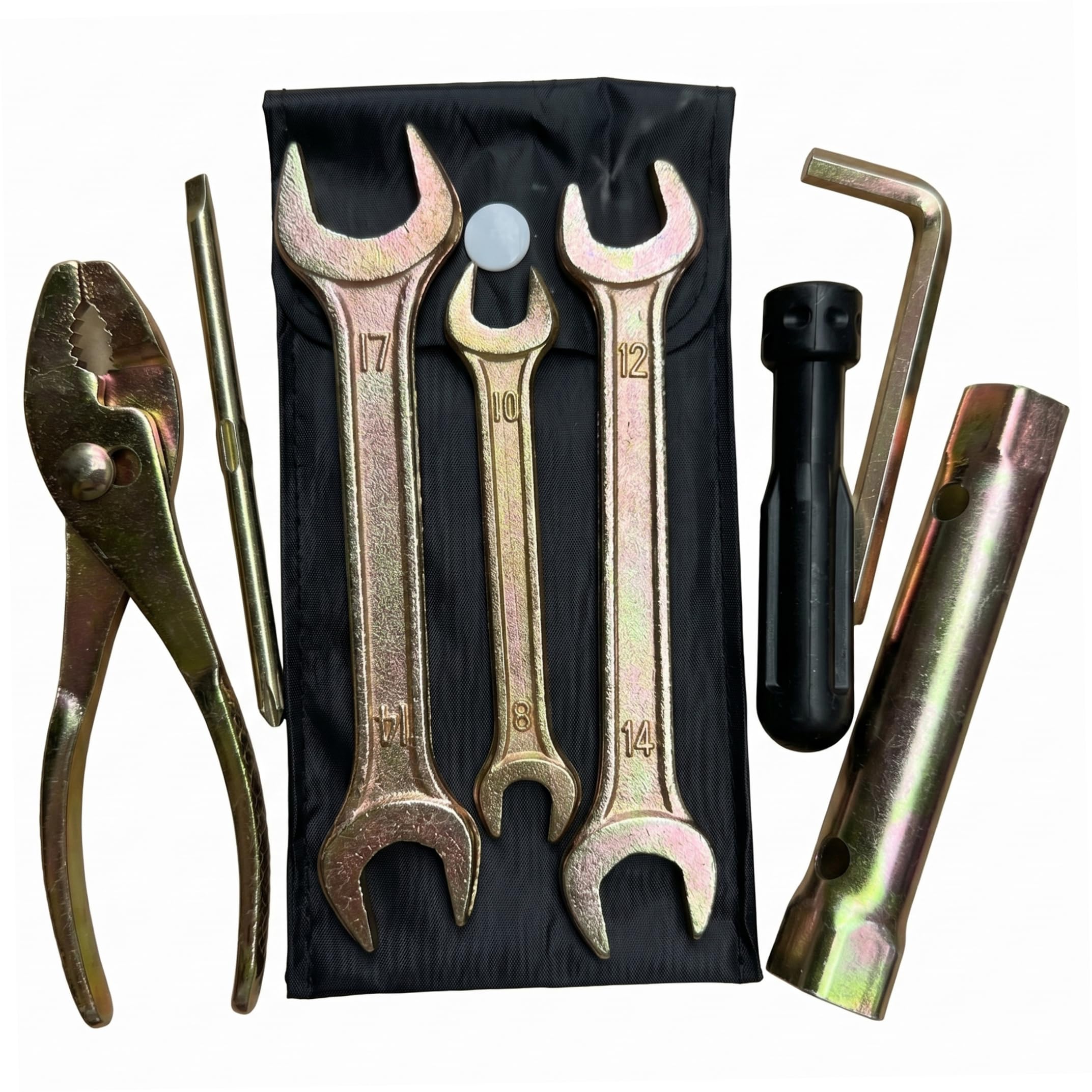 Motorcycle Tool Roll, Metal Motorcycle Tool Kit with Synthetic Fiber Storage Bag for Maintenance & Repairs, Black roll, Kit, Tools, tu