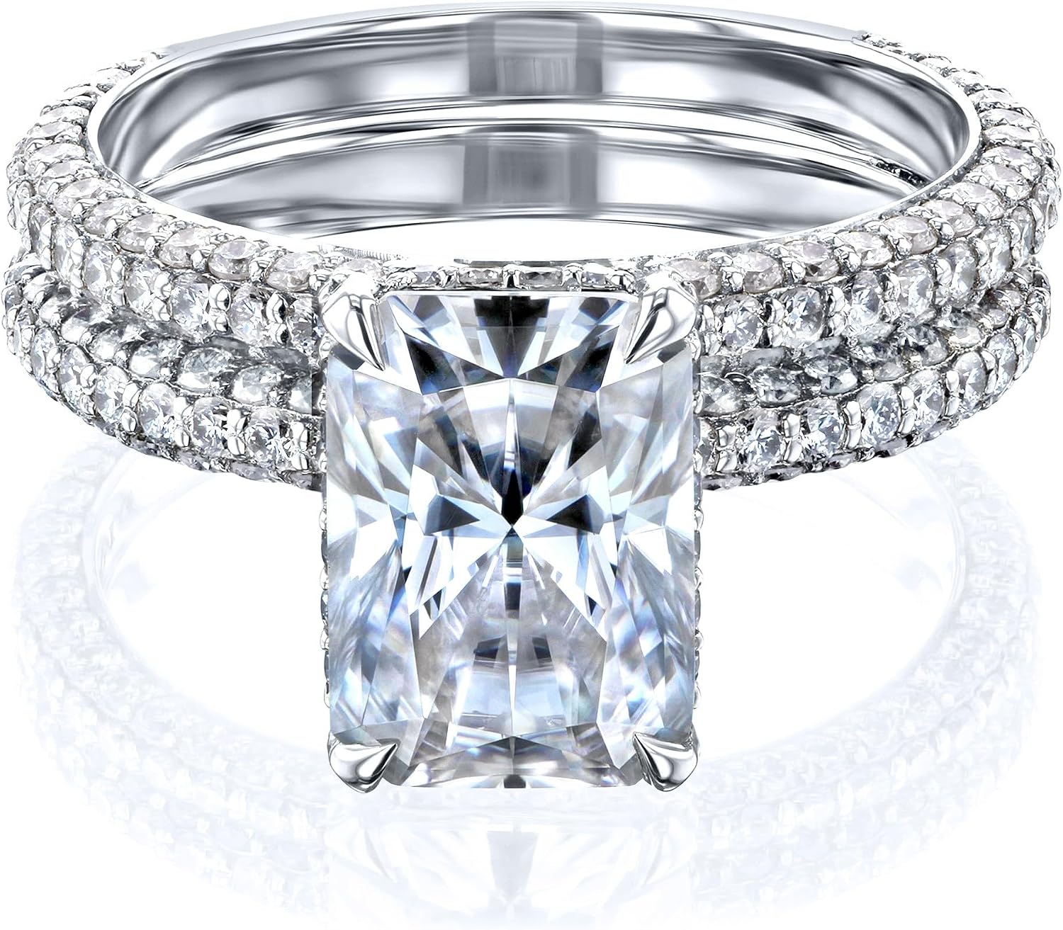 Kobelli Raya Radiant Moissanite Lab Diamond-Coated Bridal Ring Set 14k Gold