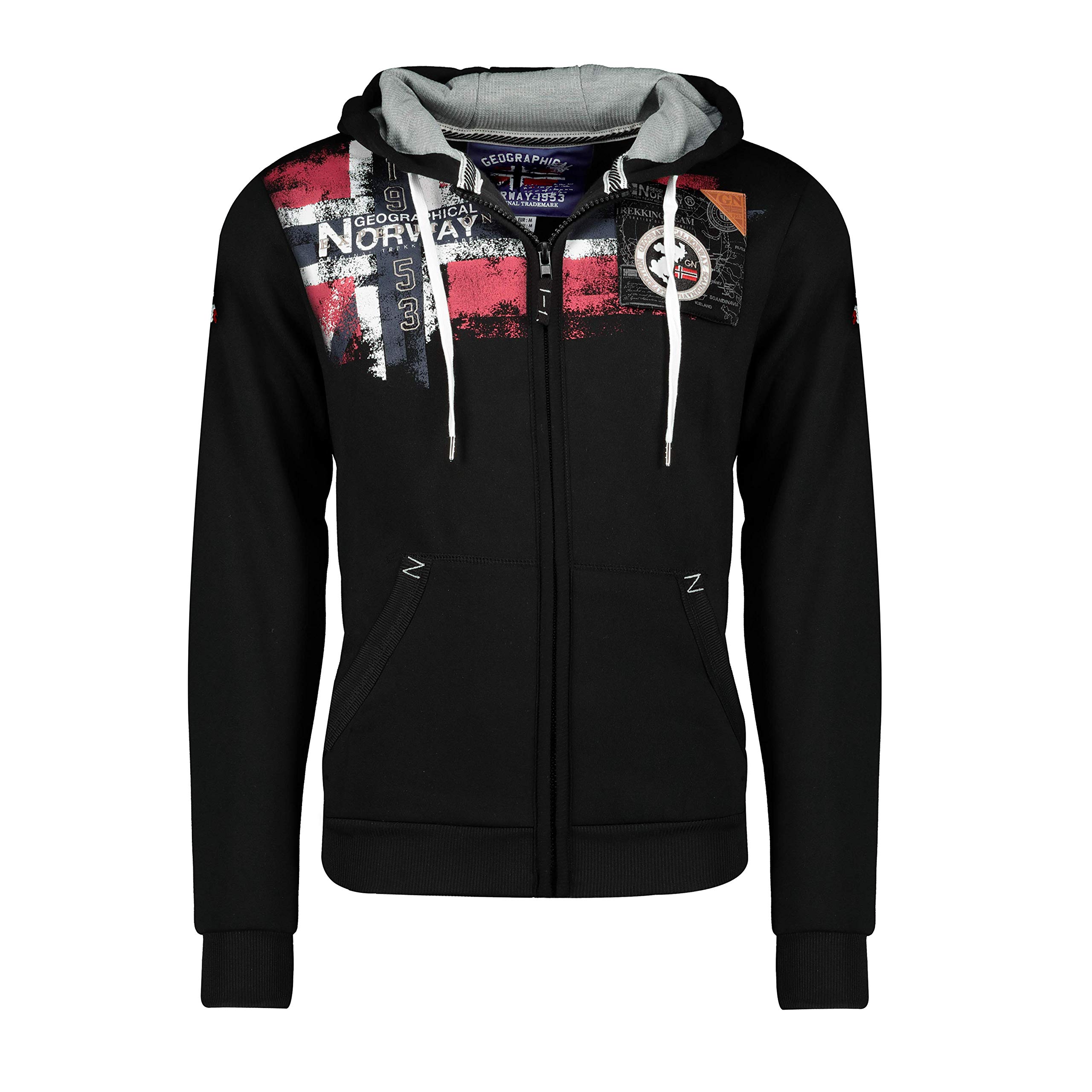 Geographical Norway Fespote Men - Felpa Uomo con Cappuccio Tasca A Canguro Zip - Felpe Pullover Hoody Neve A Maniche Lunghe - Abito Ideale Primavera Estate Autunno Inverno