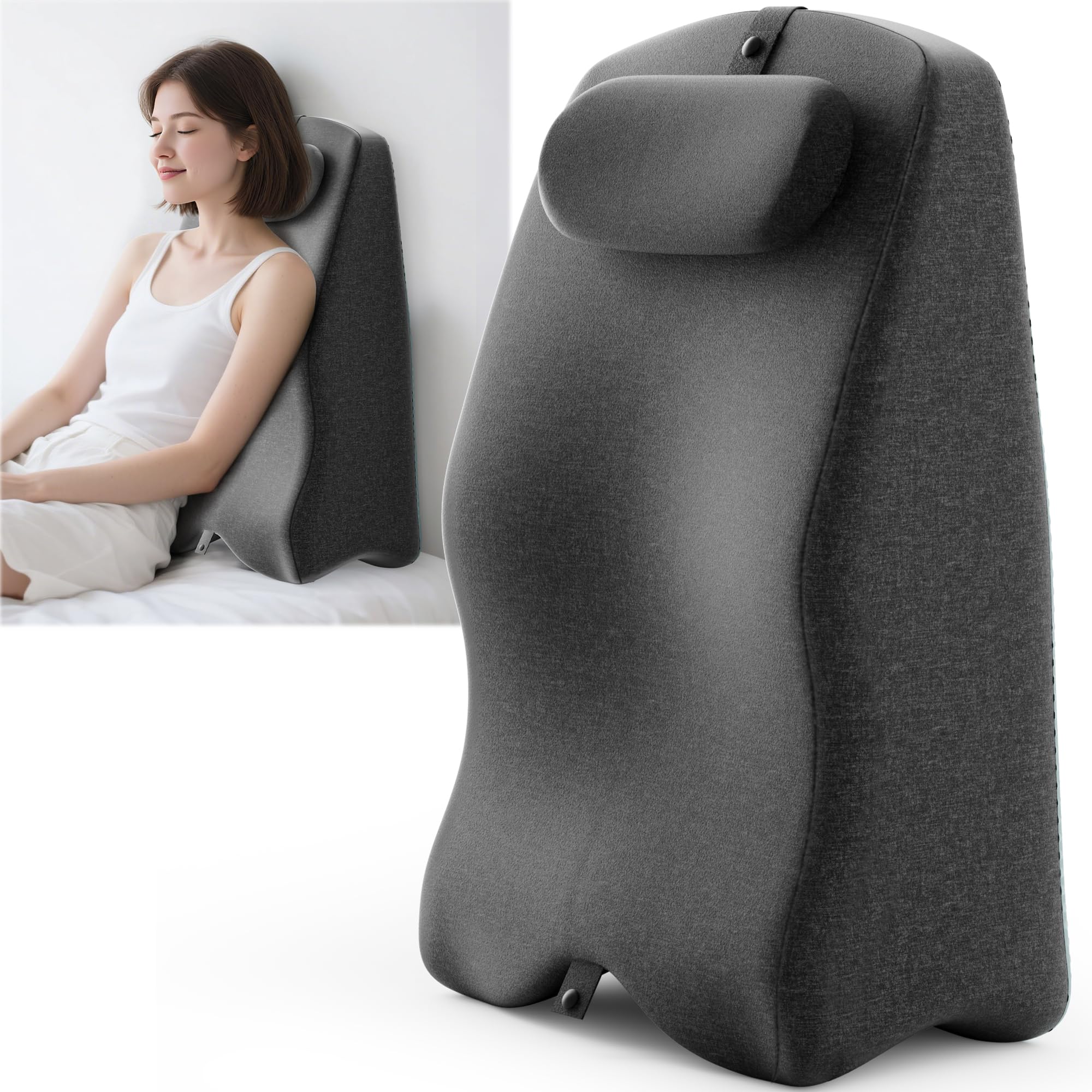 Cojín de lectura para cama y sofá, espuma viscoelástica, cojín ergonómico para la espalda