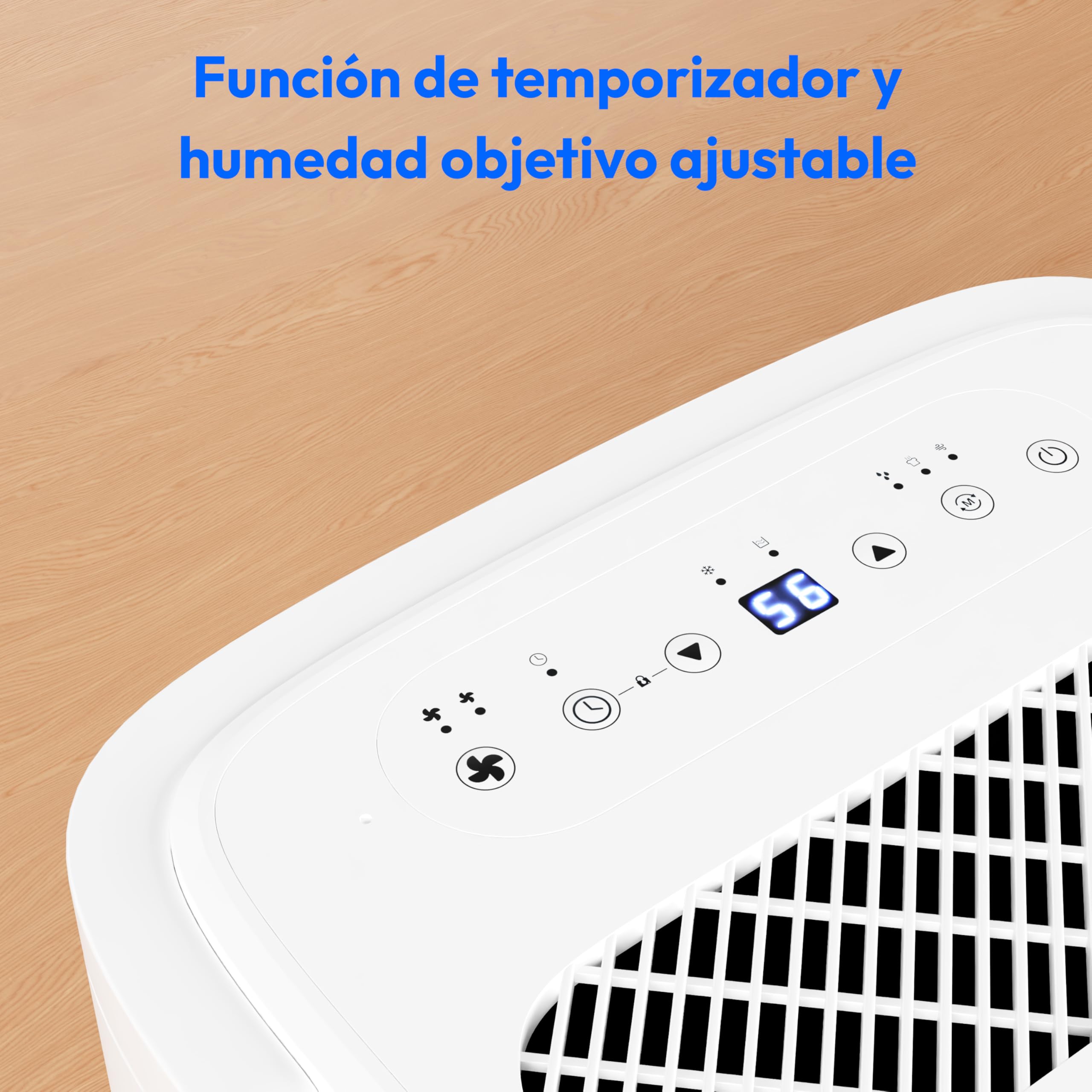 MEDION Deshumidificador DH20 (eléctrico, 20 litros/24h, hasta 20m², 43db silencioso, baño, dormitorio, depósito de agua de 5,4 litros, modo lavandería, temporizador, rodillos para el suelo, MD12048)