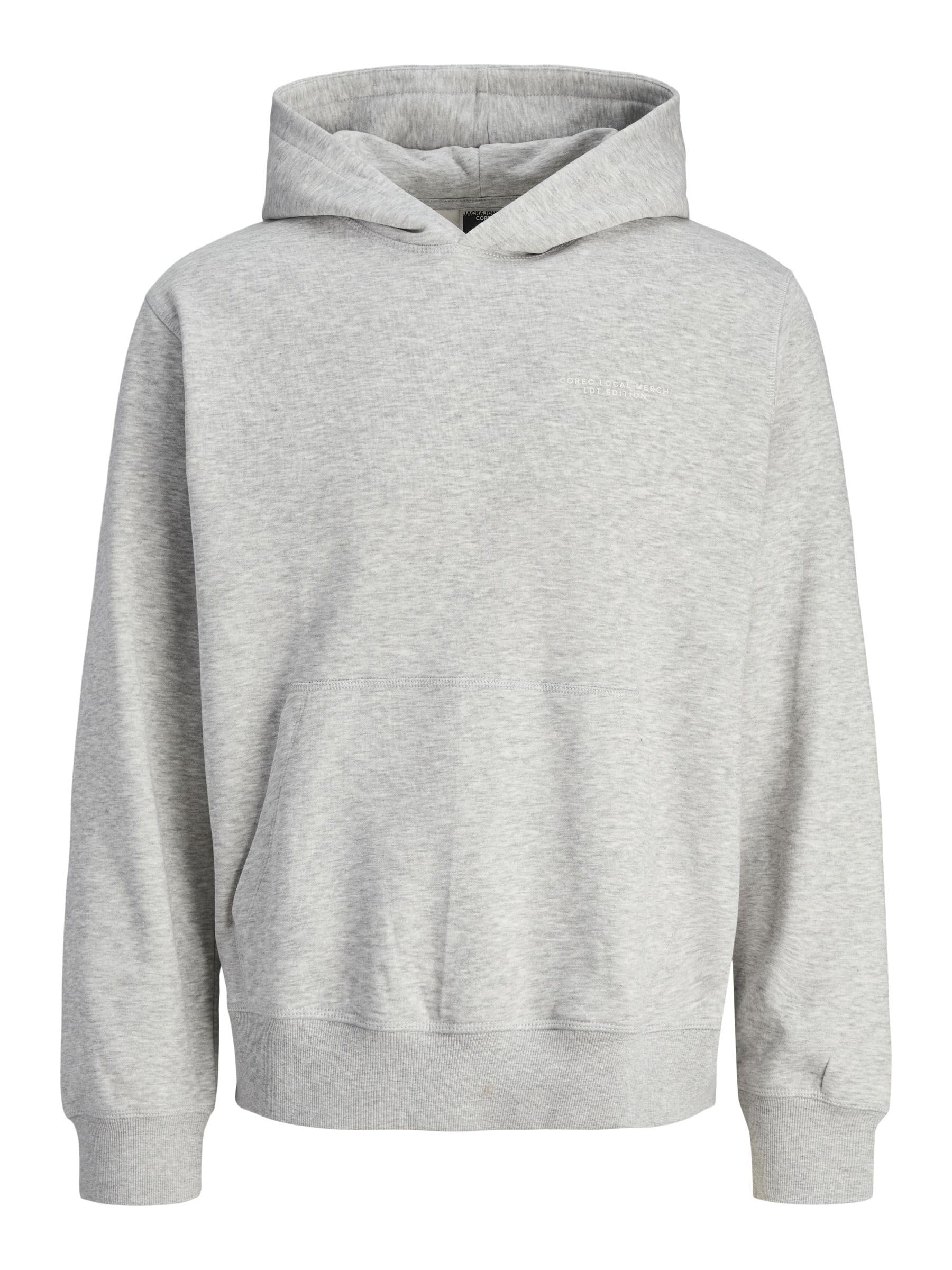 Jack & Jones Men's Light Grey Mix Jcointerlude Tonal Back Print Sweat Hood, Xl
