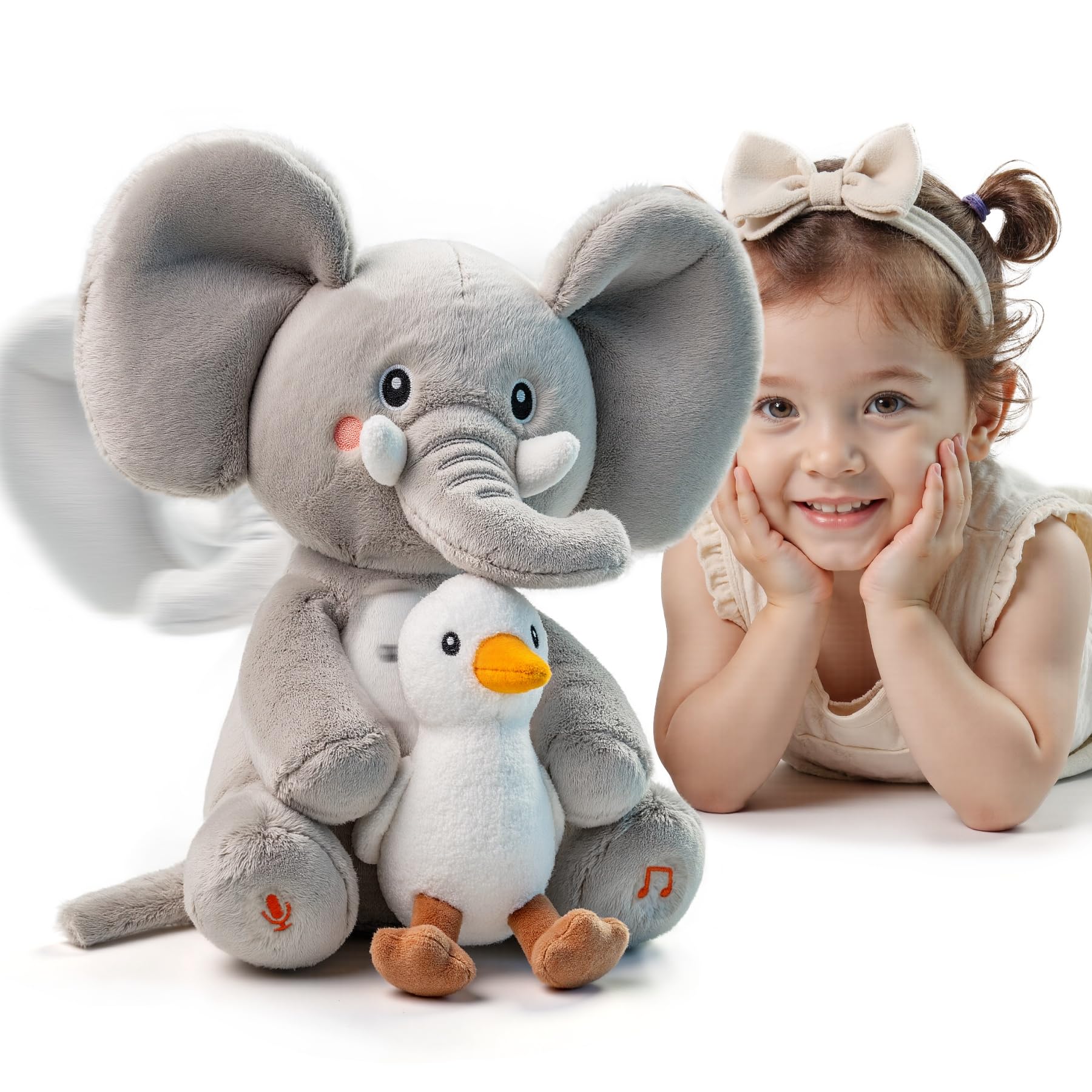TUMAMA KIDS Plush Interactive Toy Dancing Repeat Elephant Baby, Electronic Speaking Musical Toys, Wave Head, Sing with Music, Toys Gifts for Kids 3 4 5 8 Years Old Baby Have 6 Rhymes