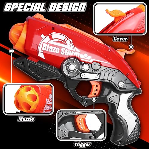 Miniatura 2 de Zecong - Pistola de juguete para pistolas Nerf, pistola de juguete pequeña con 9 dardos de espuma suave, 5 dardos en barril giratorio y cebado de