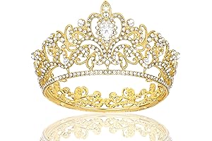 YARIEW Small Gold Crystal Crown Rhinestone Wedding Cake Topper Hair Accessories