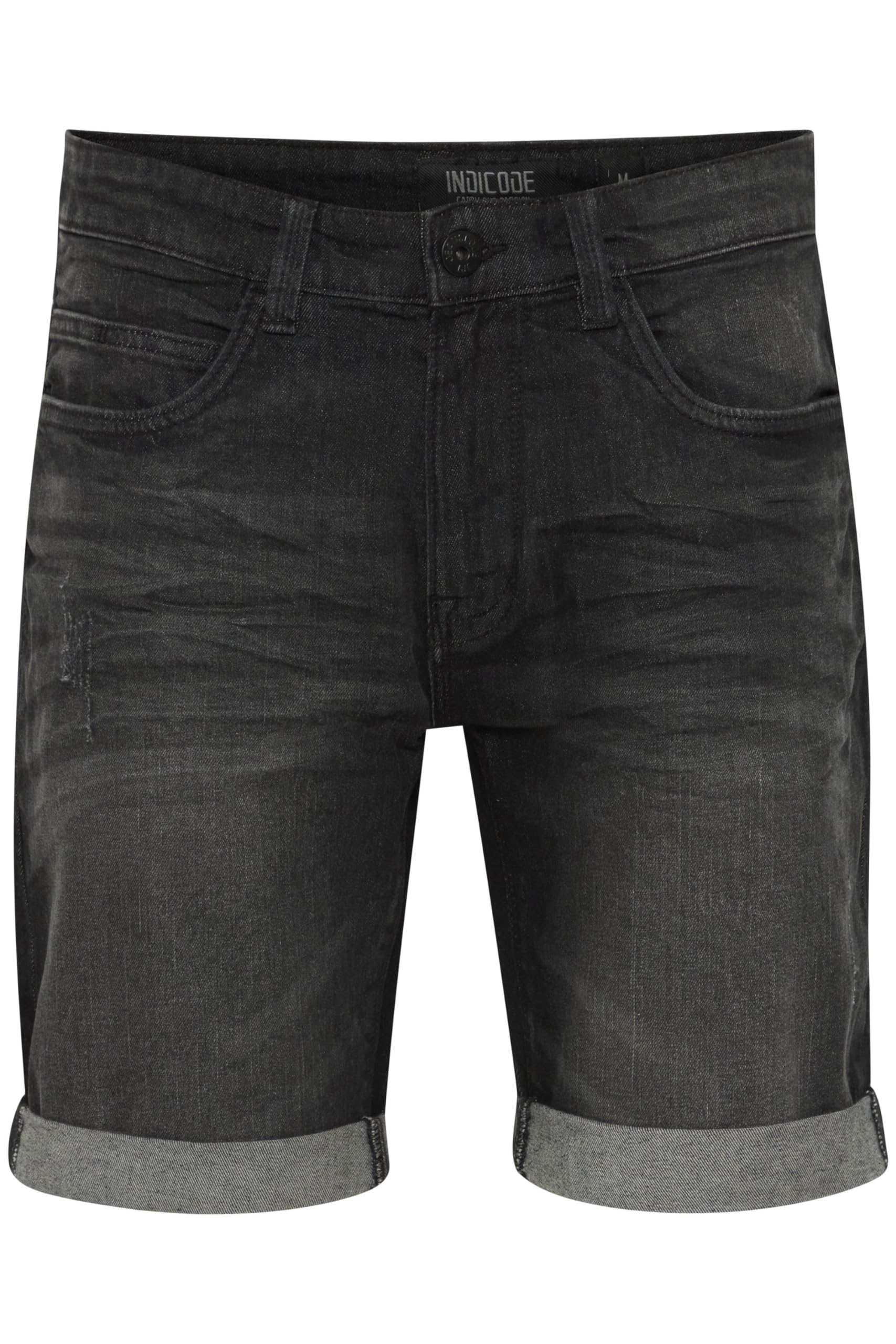 Indicode IDQuentin Herren Jeans Shorts Kurze Denim Hose im Stretch Eingriffstaschen Destroyed-Optik Baumwollmischung Regular fit