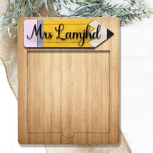 Miniatura 10 de Soporte de bolígrafo personalizado para escritorio, lindo soporte de madera para lápices para profesores, organizador de escritorio de regreso a