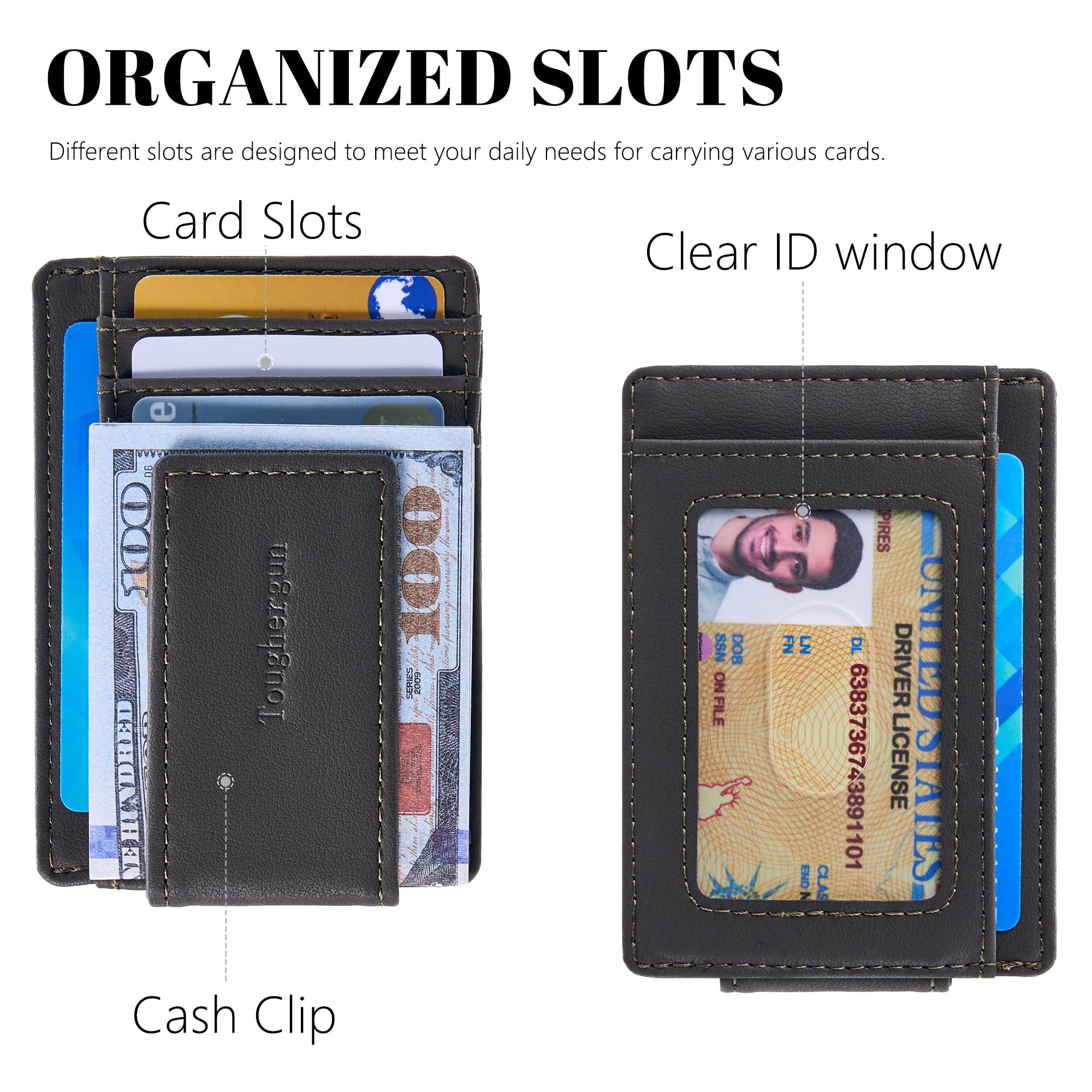Toughergun Cartera magnética de cuero genuino con cierre RFID, Gris acero, Talla única,