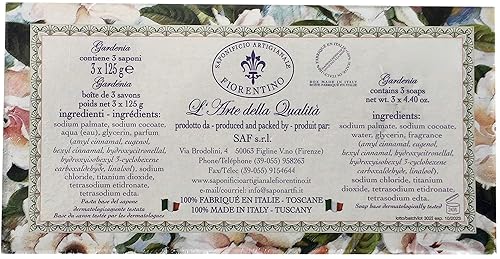 Miniatura 3 de Saponificio Artigianale Fiorentino Juego de 3 barras de jabón de lujo hechas a mano de 4.40 onzas - Gardenia