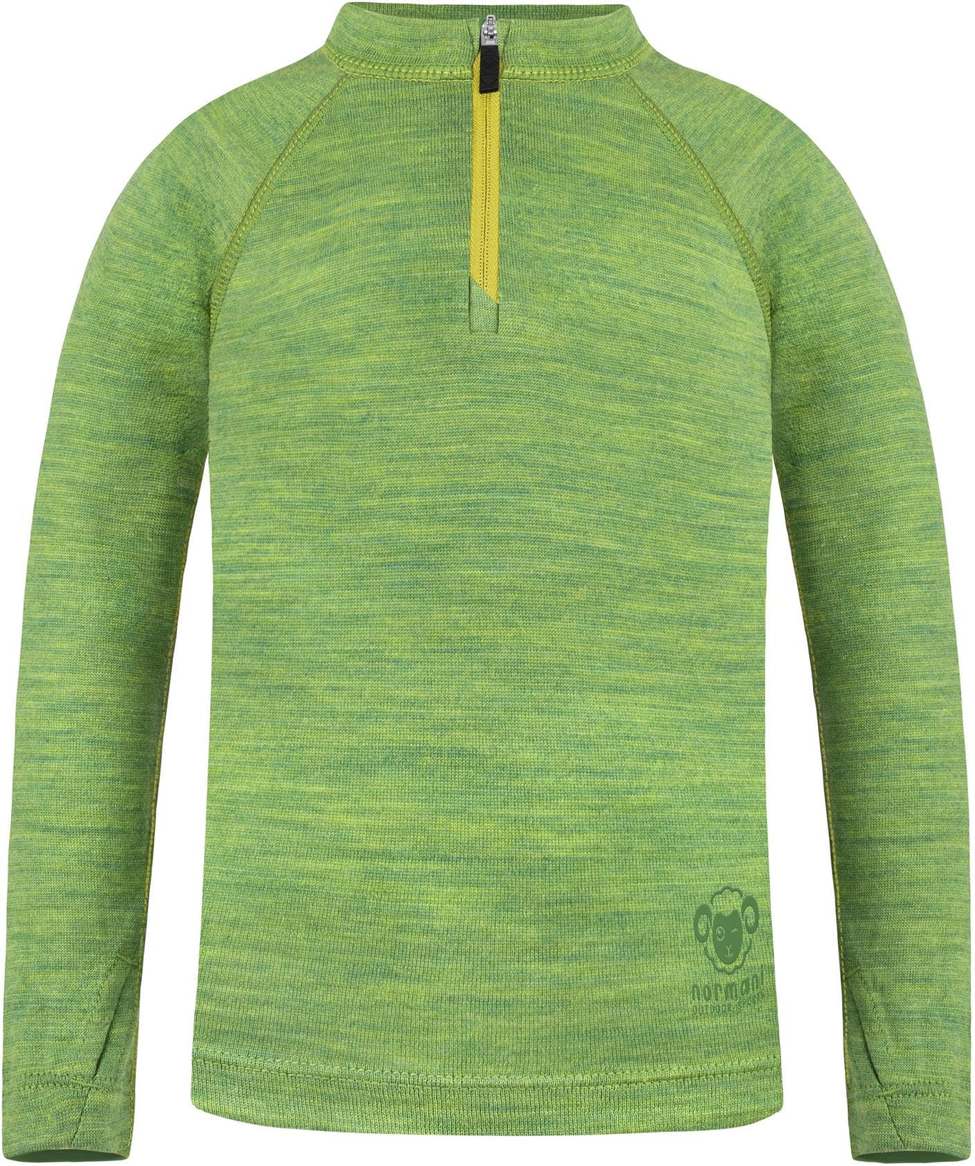 normani Kinder Merino Oberteil mit Zip Melange-Pullover Skipullover Troyer Sweatshirt mit Reißverschluss aus 100% Merinowolle für Junge und Mädchen