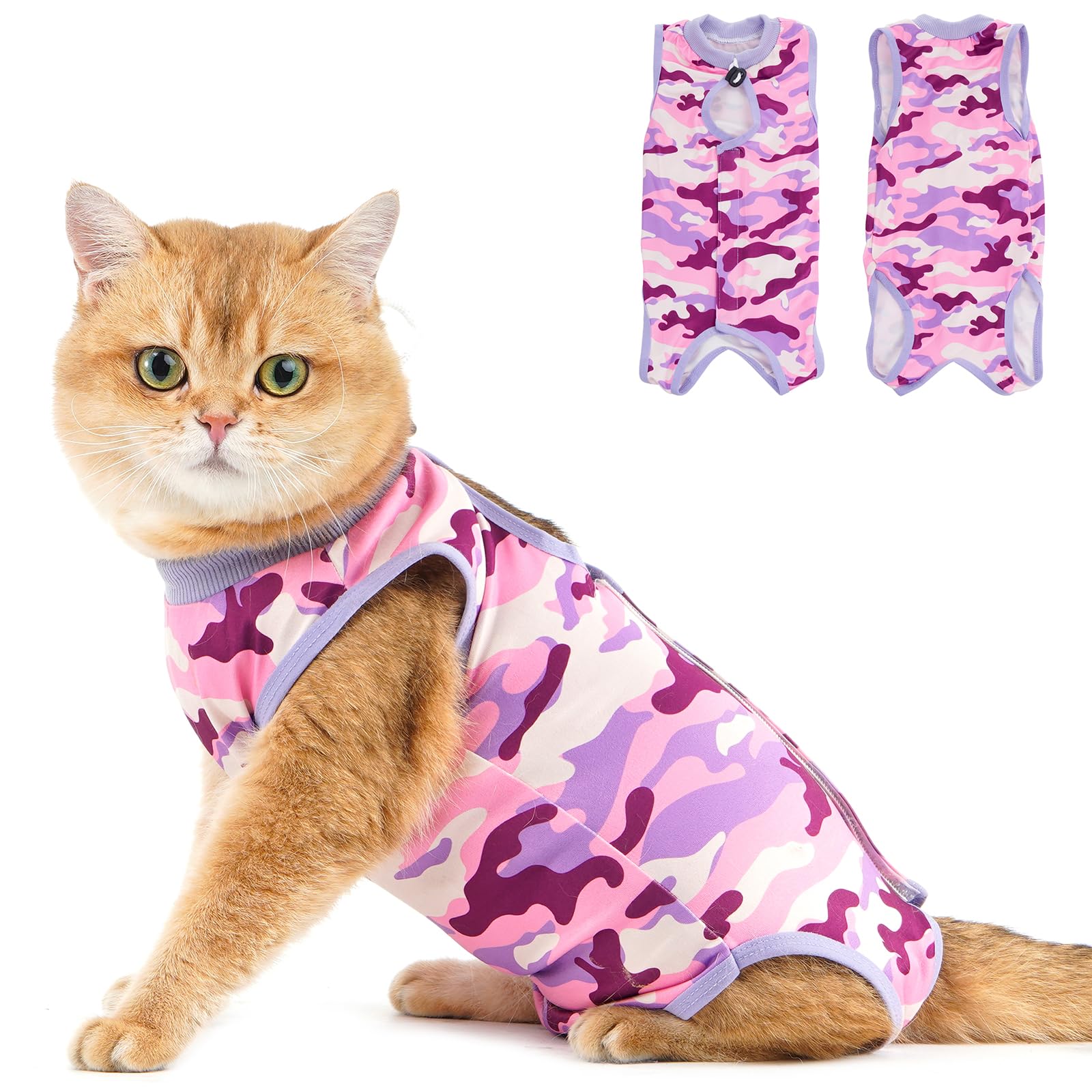 Avont Traje de Recuperación para Gatas Esterilizadas, Ropa Postoperatoria Protectora Antilamido, Chaleco para Cirugía y Heridas Abdominales (Rosa,S) — view 12