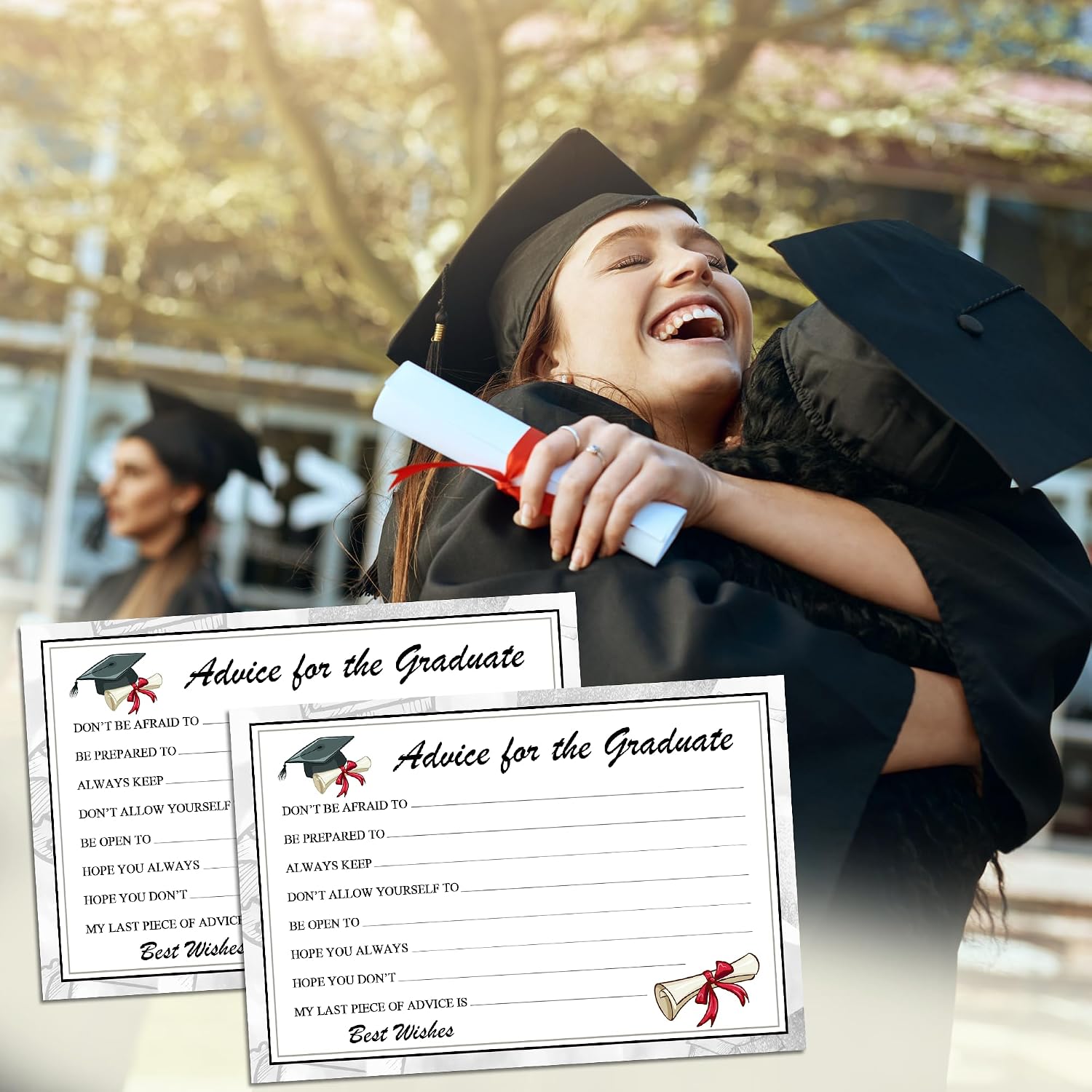 Graduation Advice Cards Box - 50 PCs Advice & Wish Cards for High School, College, University Class of 2026 | Graduation Party Decorations, Gifts, Keepsake Suppliesd(Gray) -A07 image 5