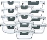 M MCIRCO 24-Piece Glass Food Storage Containers with Snap Locking Lids,Glass Meal Prep Containers Set - Airtight Lunch Containers, Microwave, Oven, Freezer and Dishwasher