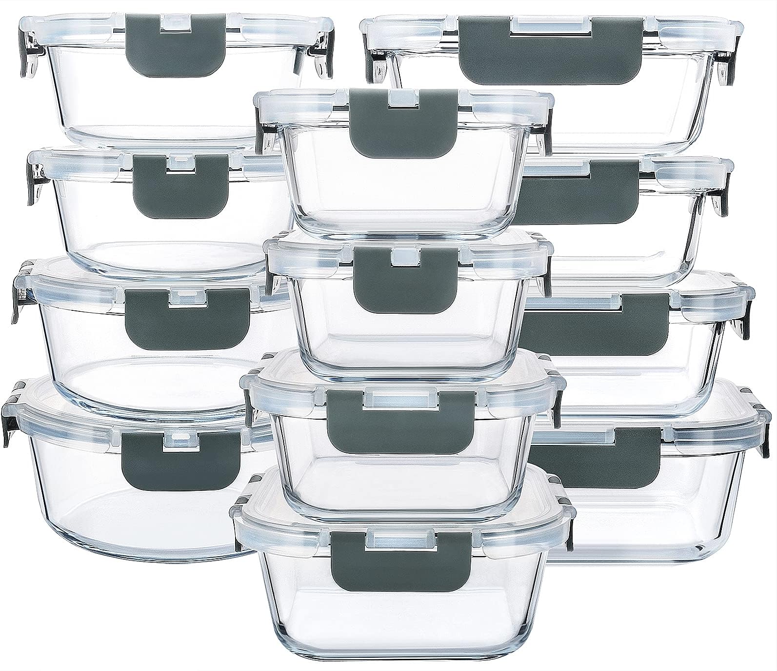 12-Pack Glass Food Storage Container Set
